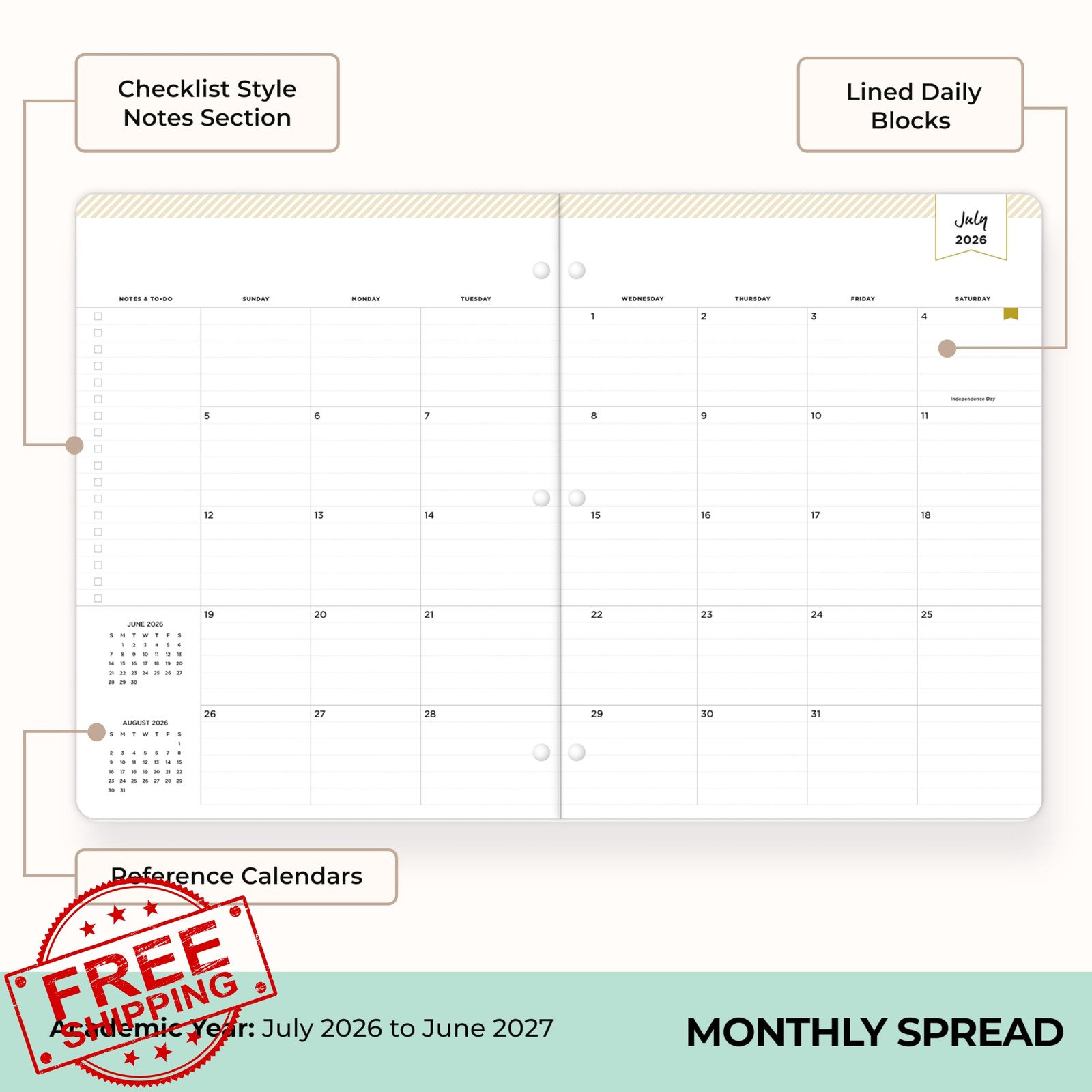 Blue Sky Swiss Dot Blush 8.5×11 Planner