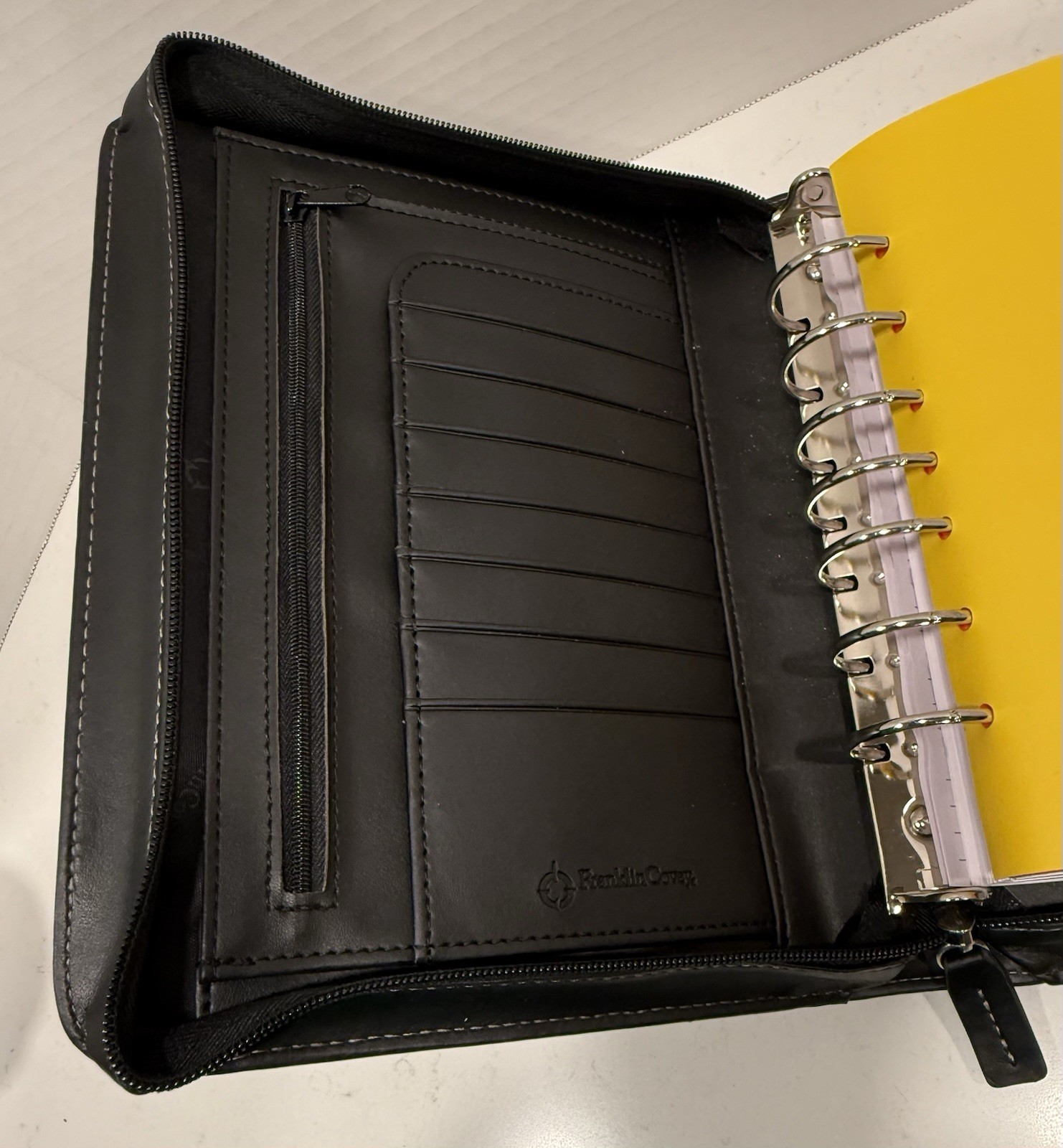 Franklin Covey Black 7 Ring Binder Planner Organizer Handles Zip Tote w/Handles
