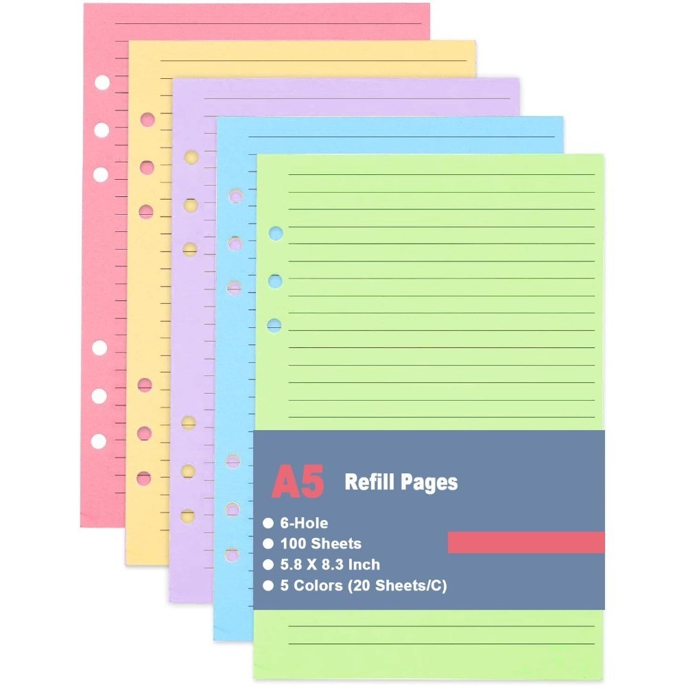 A6 Lined Paper Refiller 6 Ring Filler Paper for Personal Planner Filofax Binder