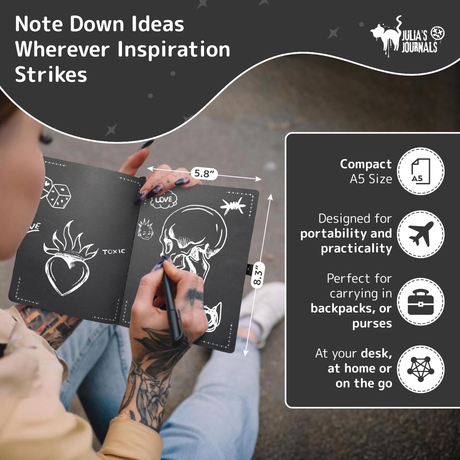 Black Paper Journal for Writing or Sketch – 200 Pages (100 Sheets) – 100 GSM …