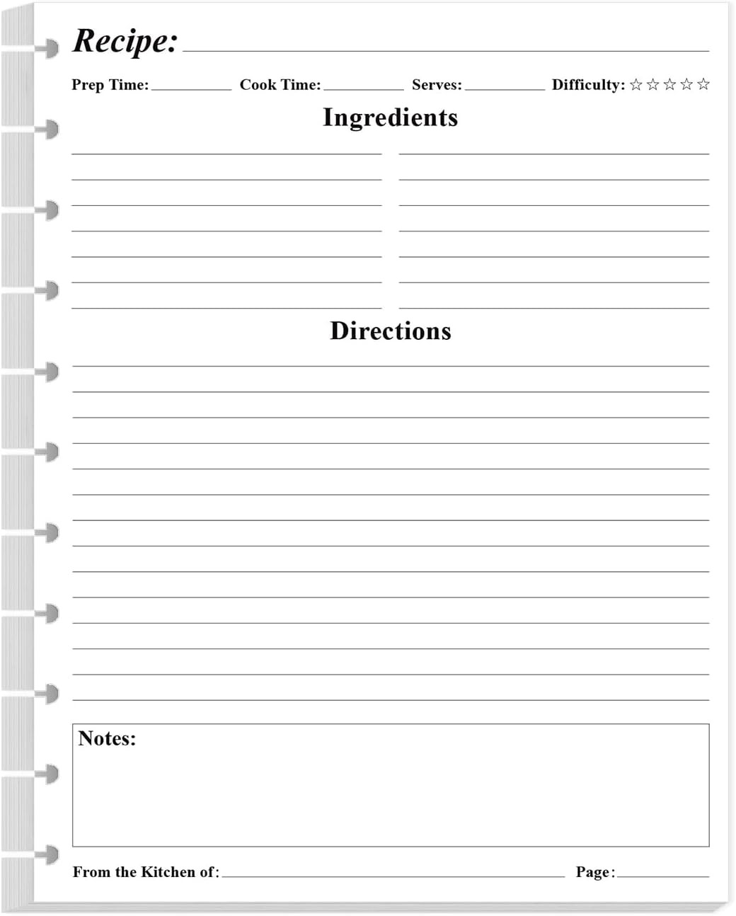 Letter Size Blank Recipe Paper – 11 TUL Disc Recipe Book Paper Refills for Savin