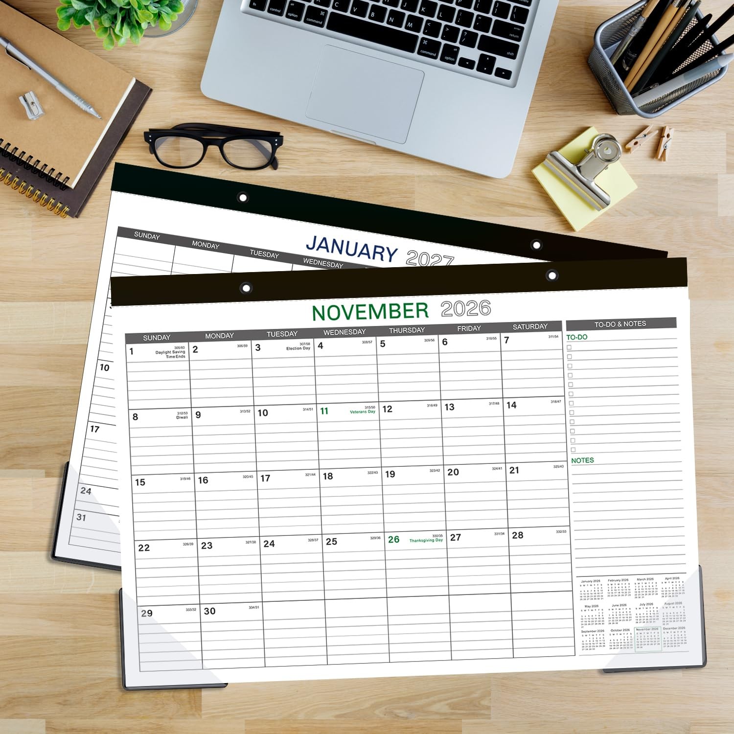 2026-2027 Desk Calendar – 17″ x 12″ 2026-2027, x 12″, Gray