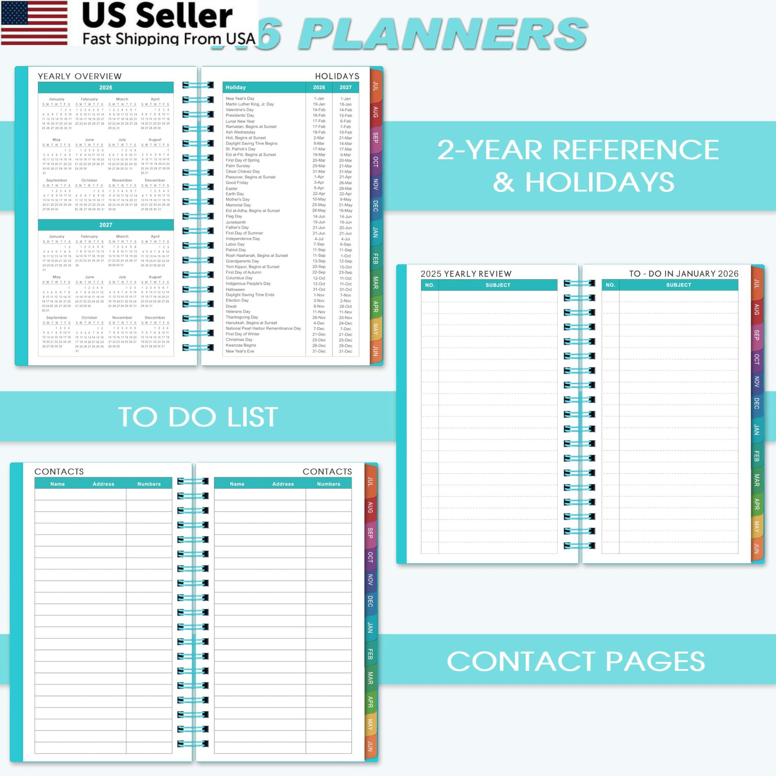 2026-2027 Pocket Calendar/Planner – 6.4 inches X 3.9 inches, Lake-green