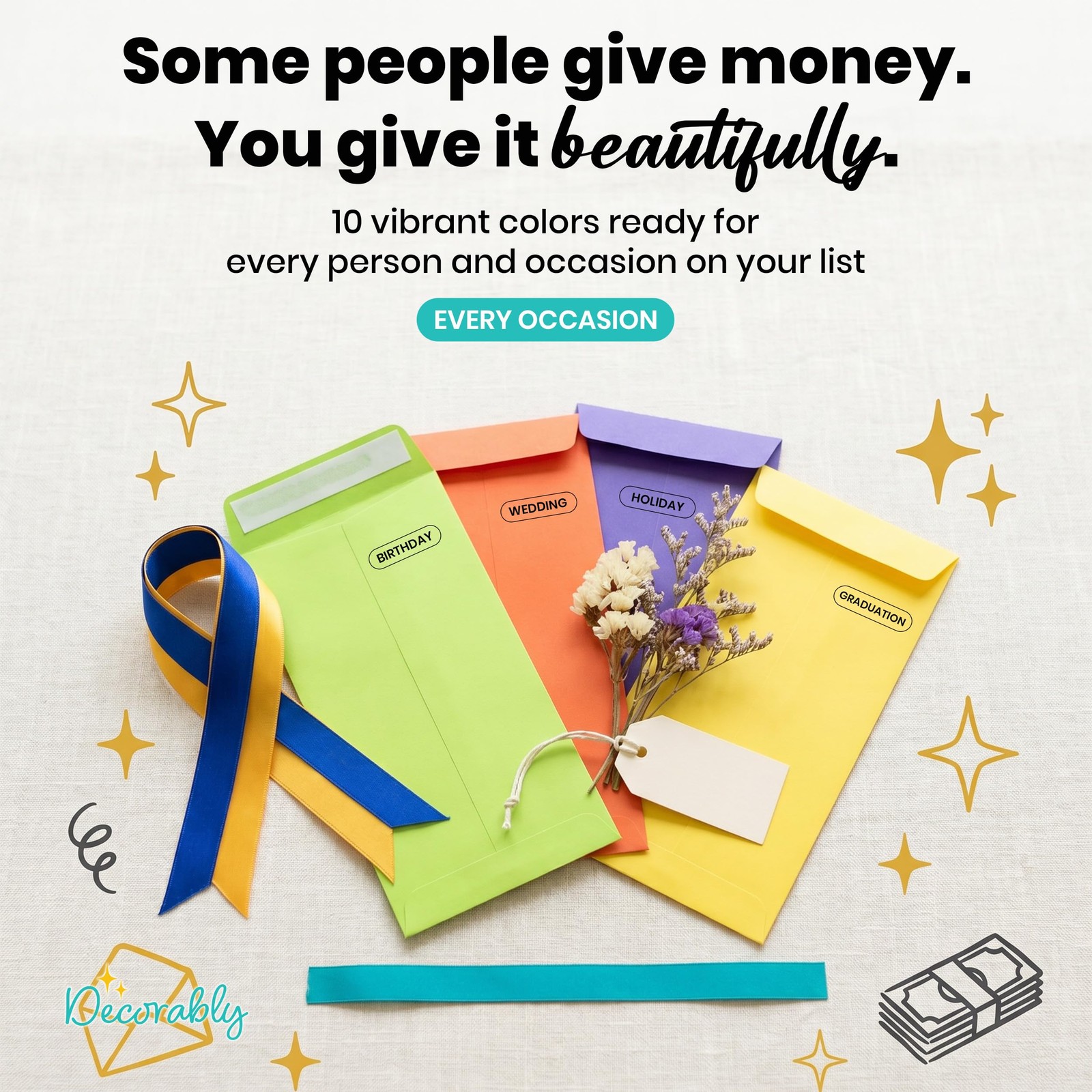 110 Pack Colorful Money Envelopes 6.5 x 3.5in Self-Adhesive Thick 100GSM Cash