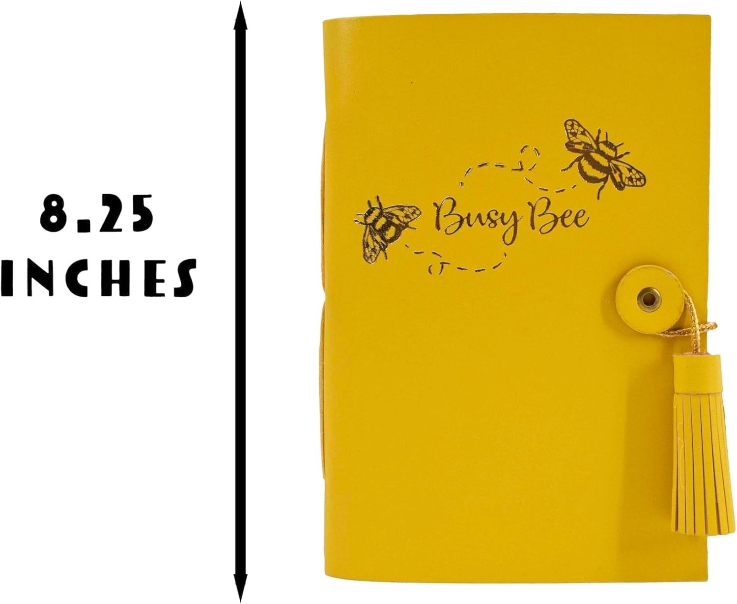 Vivid Wrap Soft Cover Yellow Leather Journal, Medium, Busy Bee