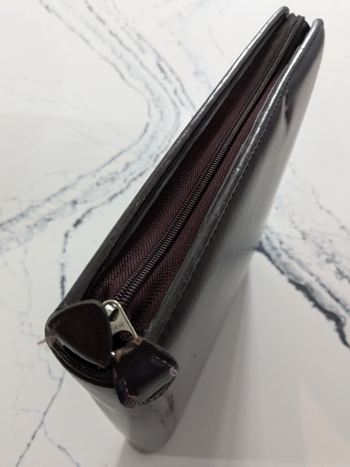 Vintage Day Timer Planner Classic 7-Ring Organizer Zip Brown Leather Folio