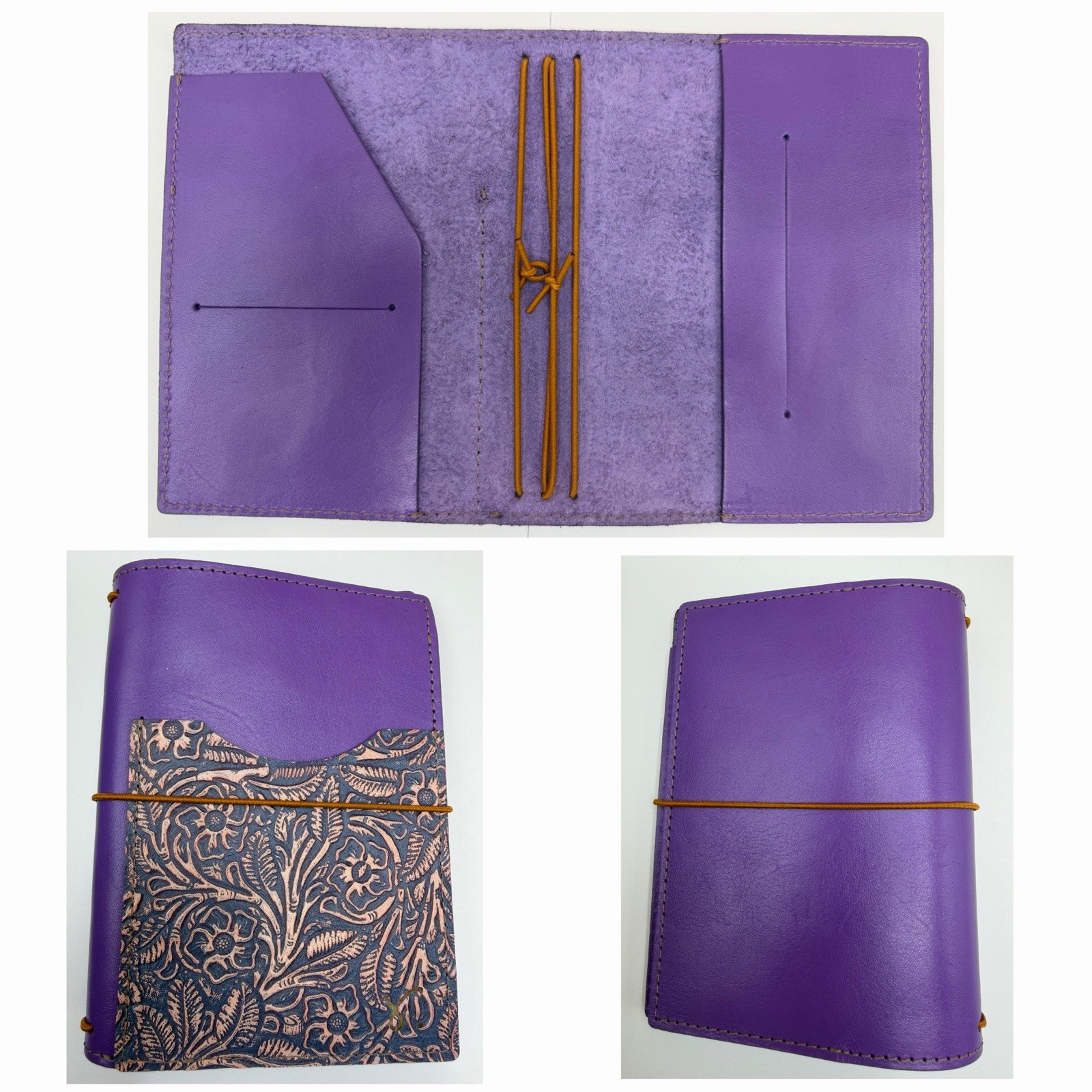 Sojourner Pocket TN Purple Leather Traveler’s Notebook Floral Cover