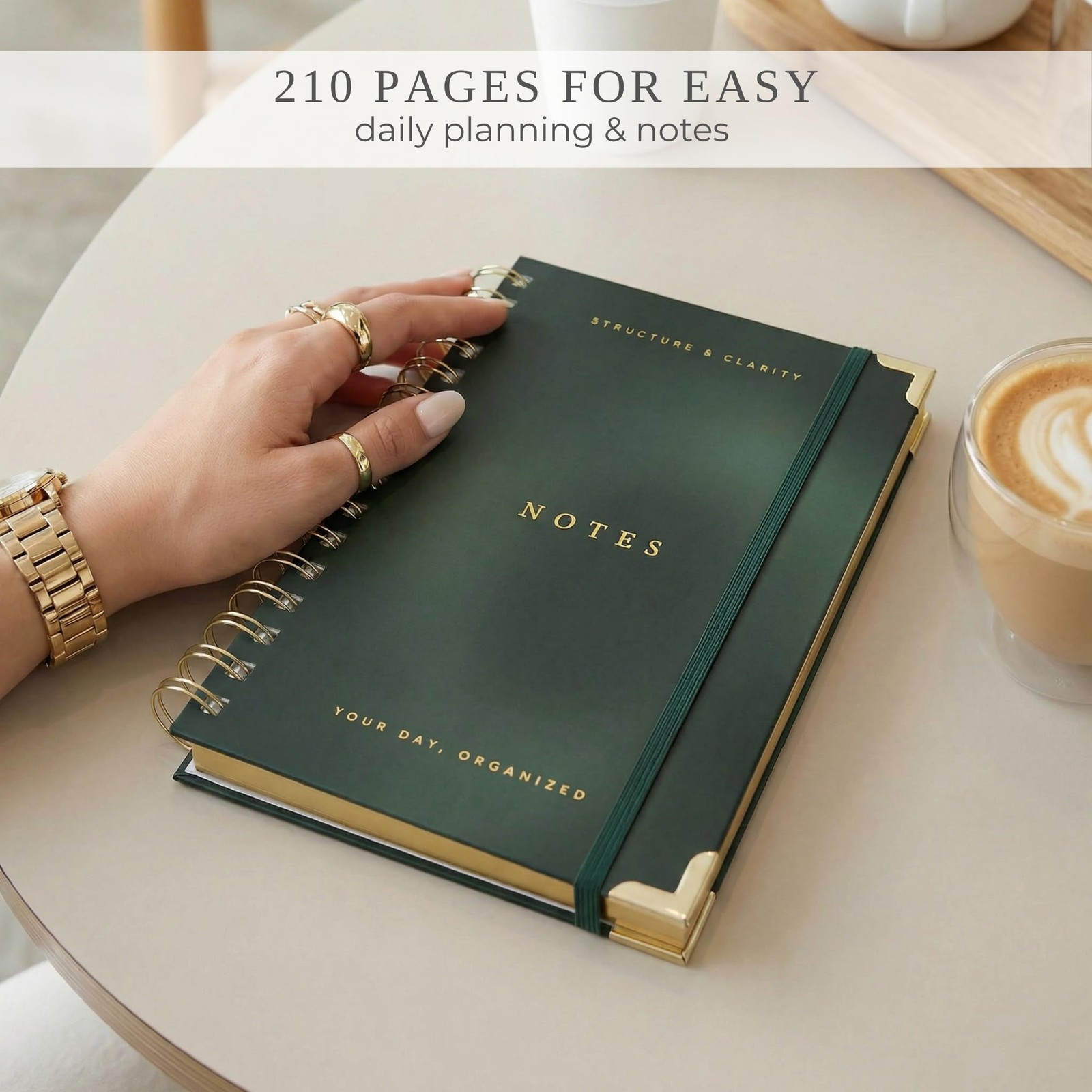Sage Daily Planner Notebook with Hourly Schedule 8.4 x 6.1 Inch