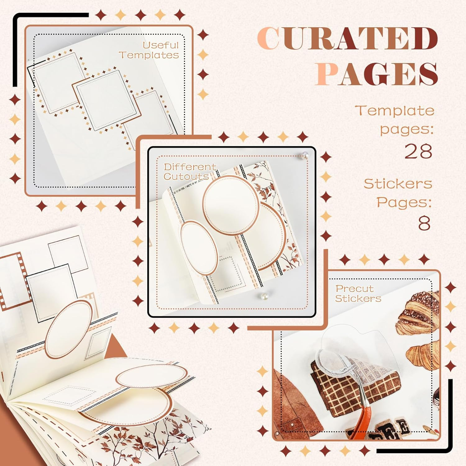 Creative Art Journal Notebook with 28 Interesting Concept Templates Pages and 8