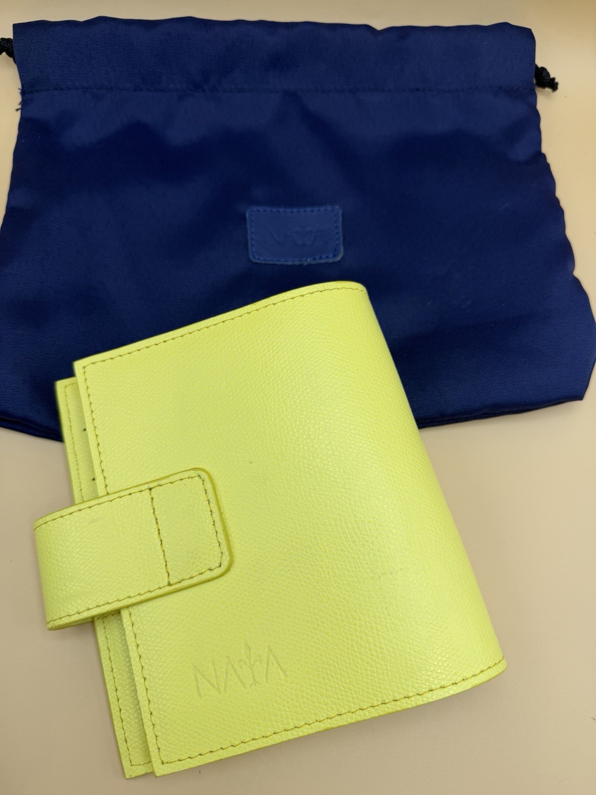 Naya Paperie Pocket Ring Planner Neon Yellow Leather 25mm Rings Pen Loop