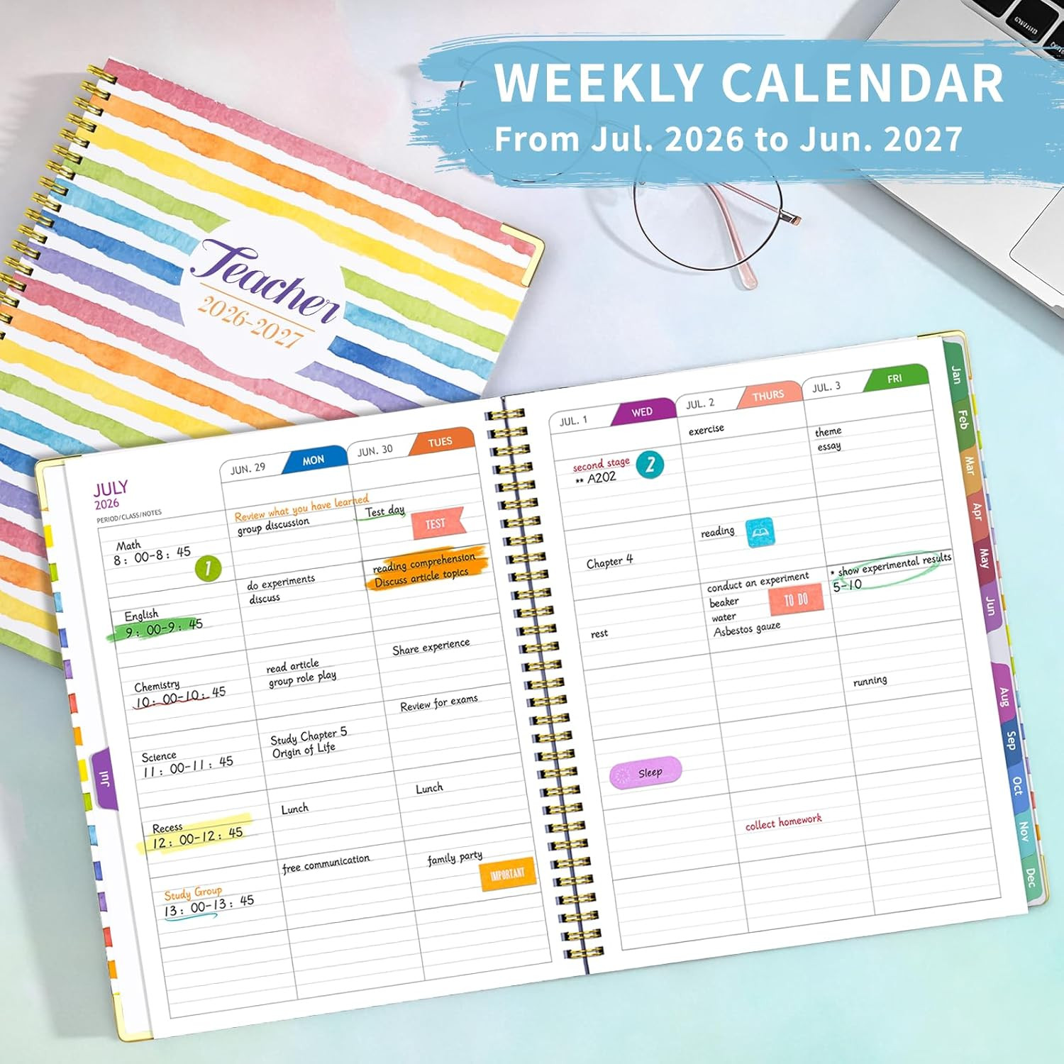 Teacher Planner 2026-2027, July 2026 to June 2027 Academic Year, 8.5″ x 11″ Less