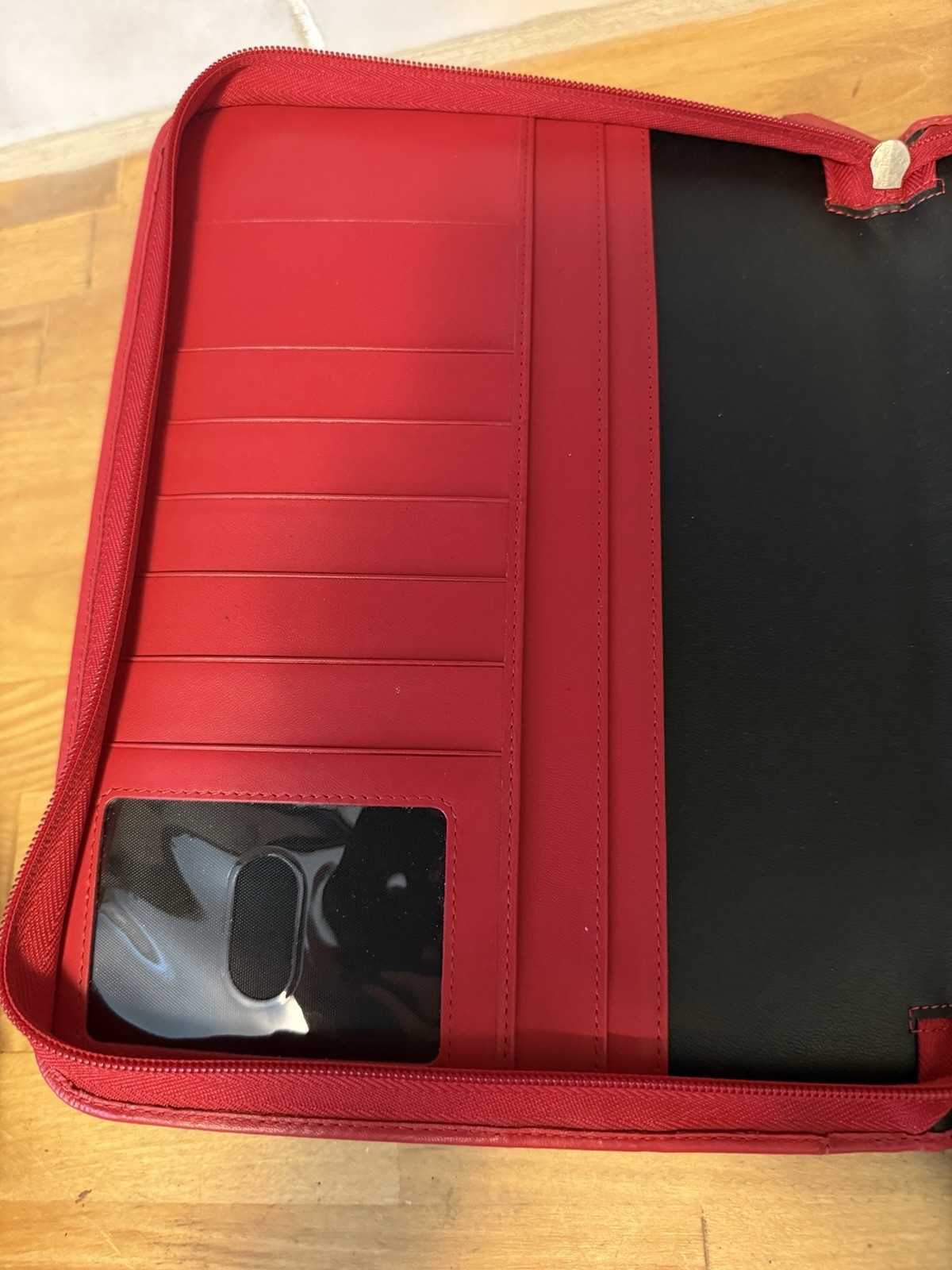 Levenger Red Leather Zip Around Portfolio Padfolio Organizer Letter Size EUC
