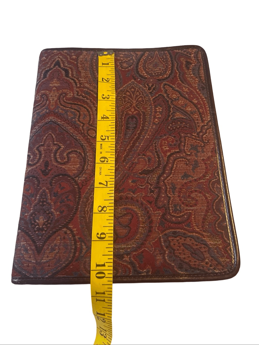 Vintage Franklin Quest Co. Brown Red Leather Paisley Tapestry Day Planner OS