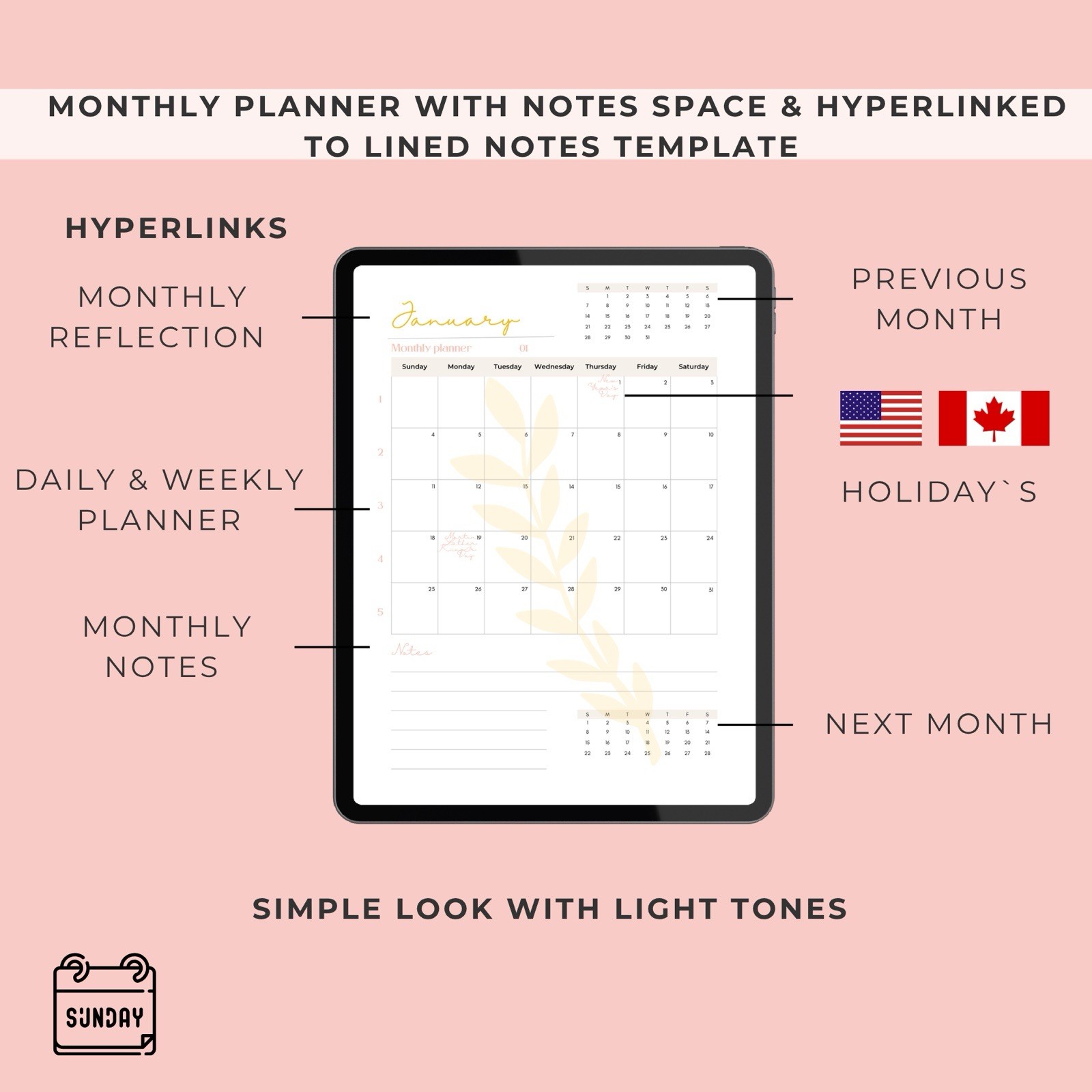 All in One 2026 Digital Planner Daily Weekly Monthly Hyperlinked good notes