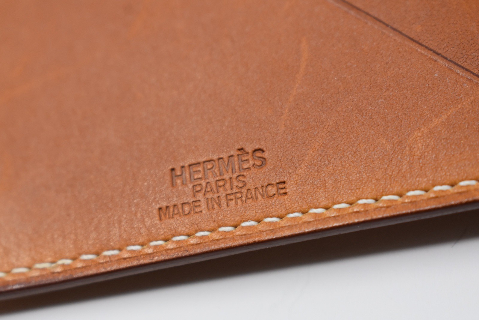 Hermes Vintage Tan/Brown Leather 7 Slot Bifold Notebook/Agenda/Wallet/Holder