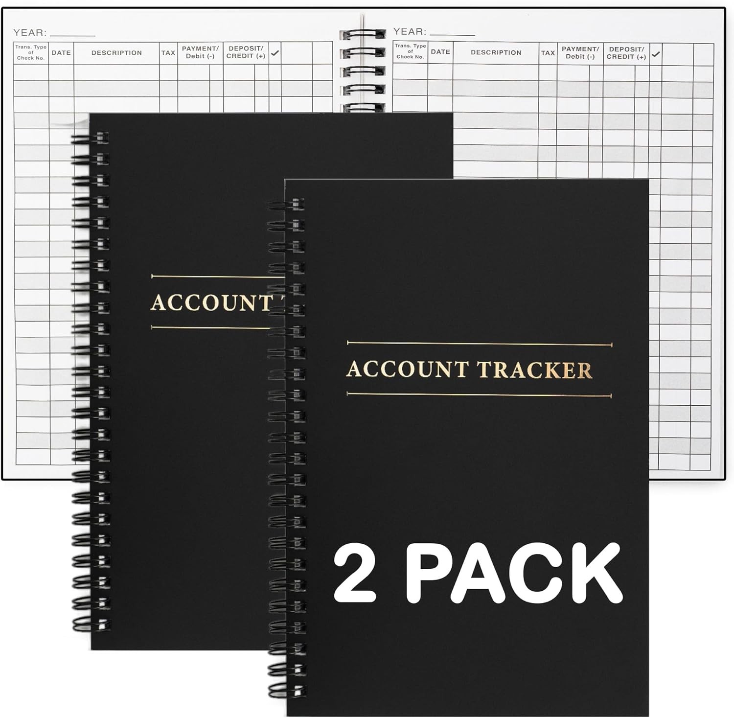 2 Pack Expense Tracker Ledger Book- Finance Black – 2 Pack, – 2