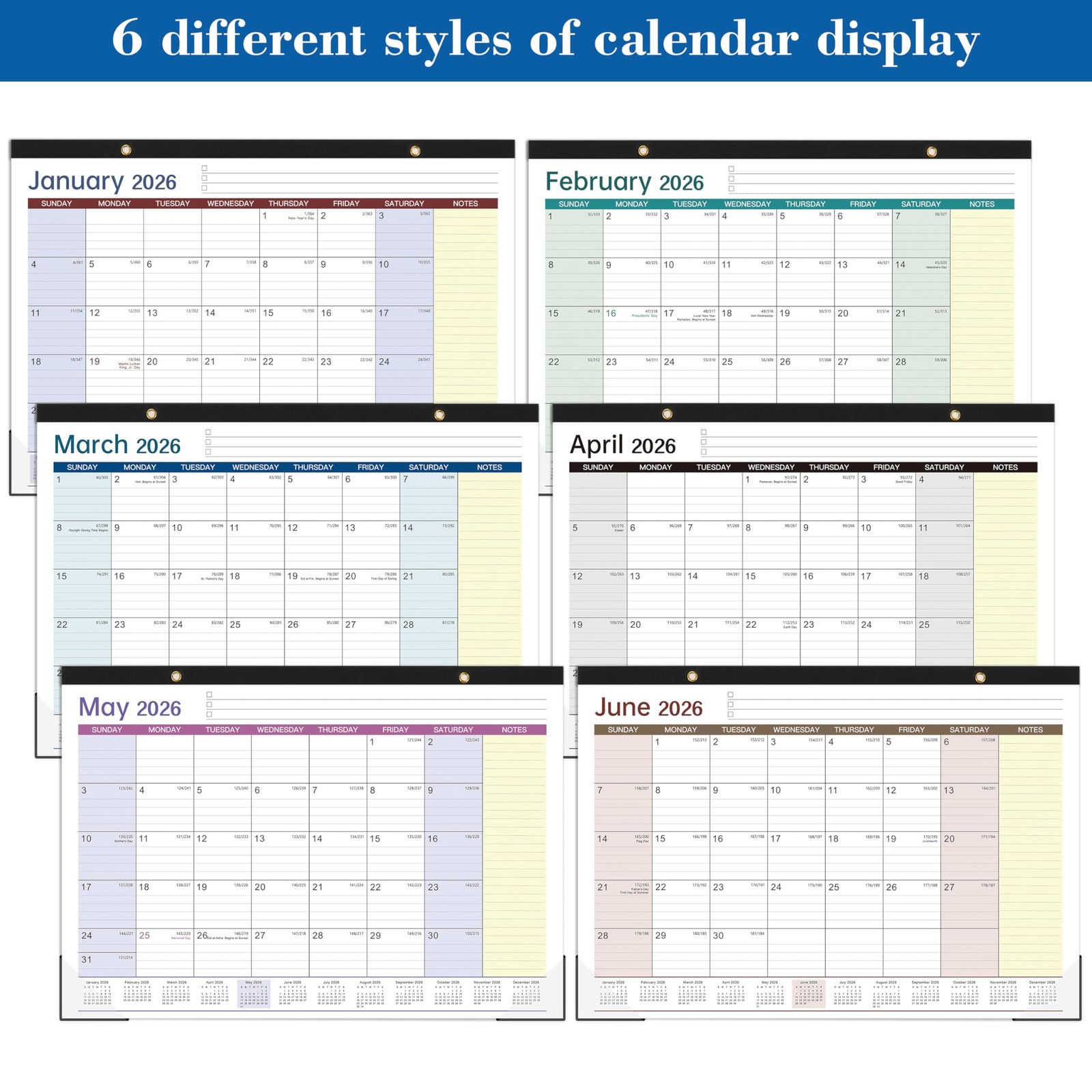 2026 Desk Calendar – 17″ x 12″, 2026, JAN 2026 – DEC yellow