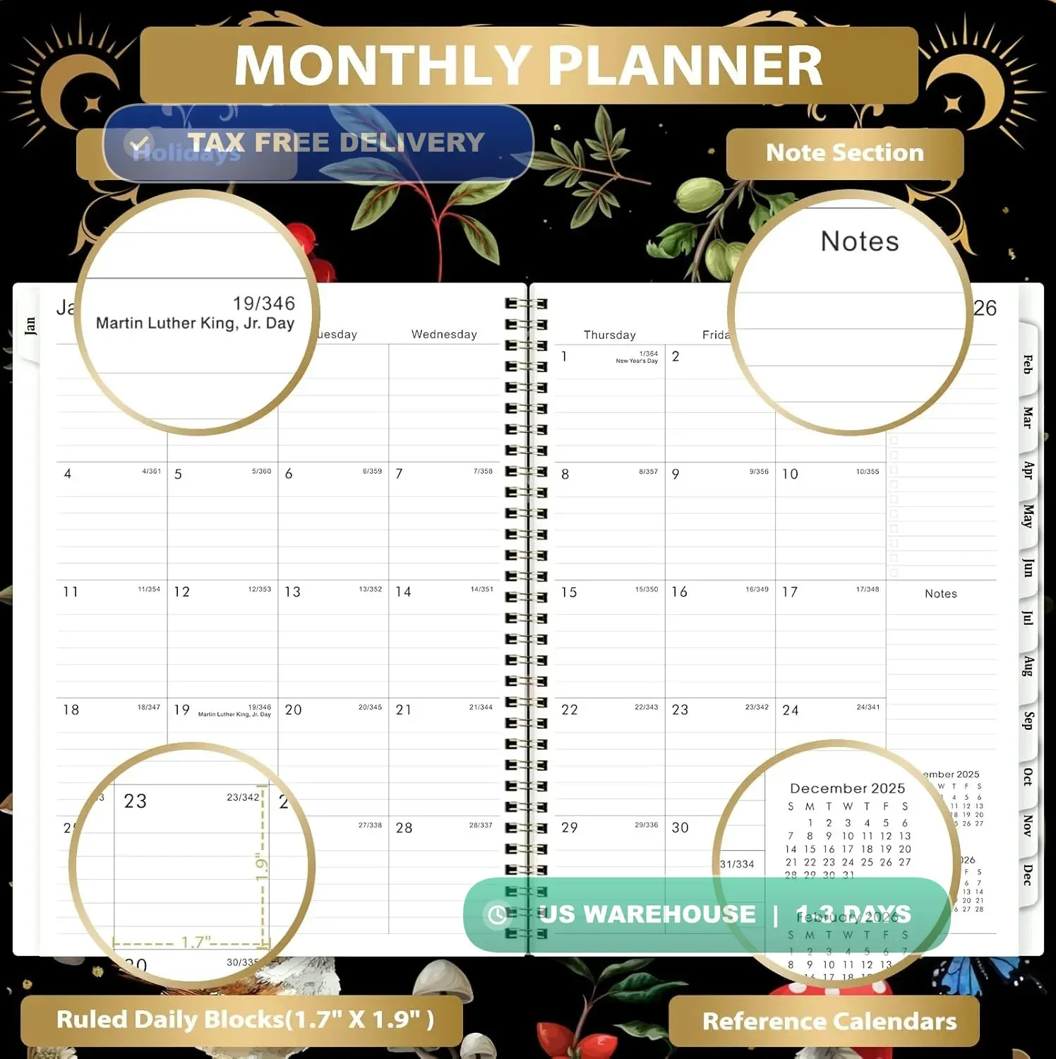 2026 Planner – Planner 2026, 9″ x 11″, Jan 2026 – Dec 2026, 2026 Weekly Monthly