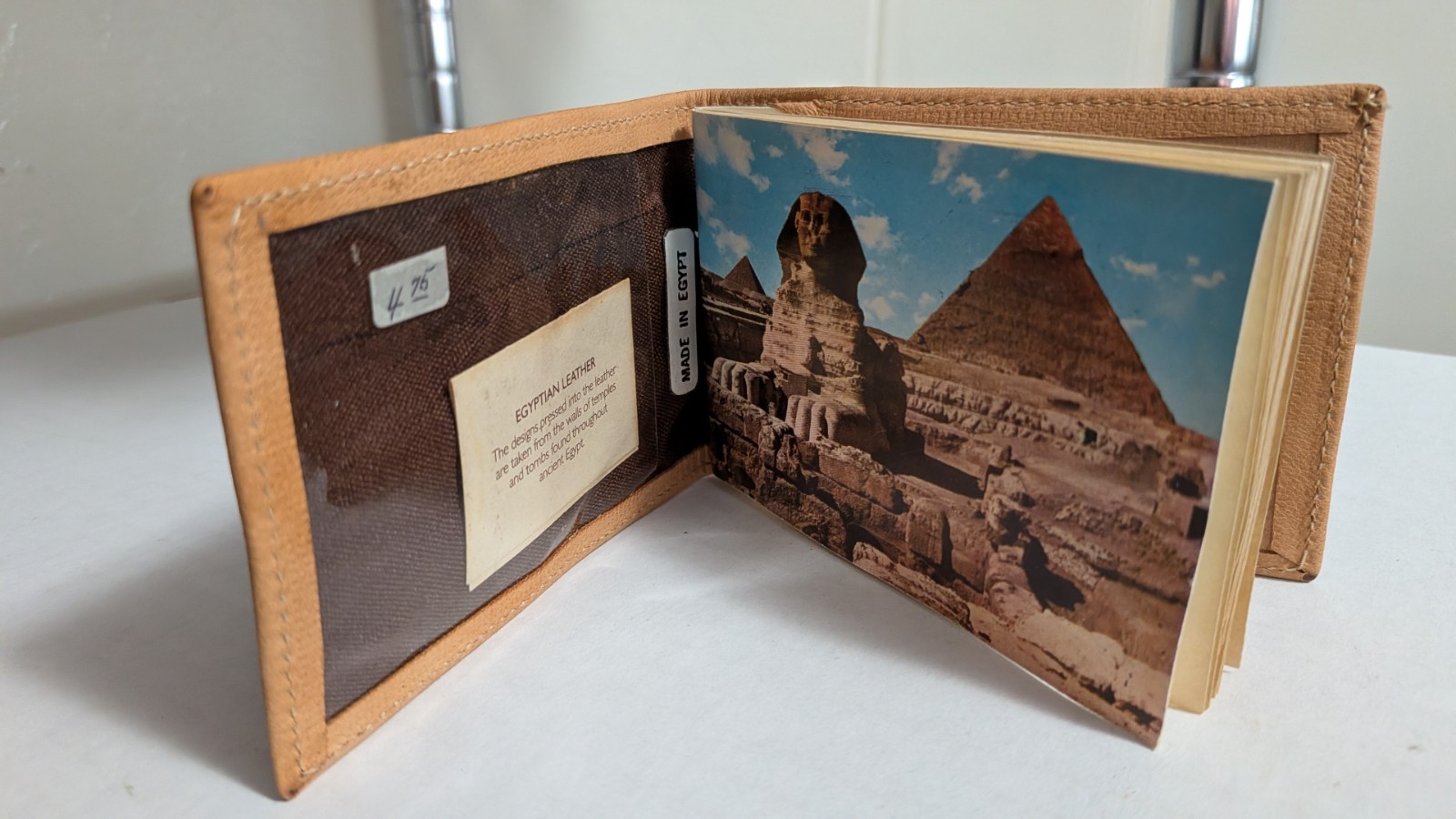Vintage Egyptian Hand Tooled Leather Pocket Notebook Memo Book Journal Pharaoh