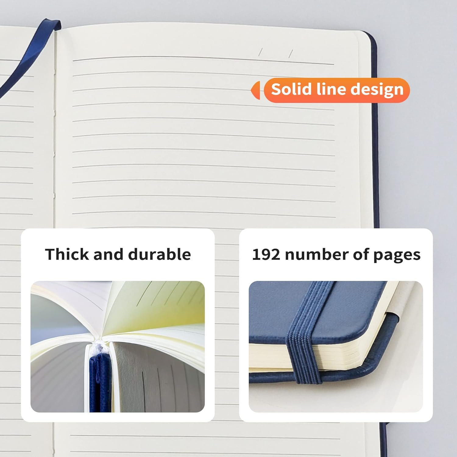 A6 Hardcover Lined Pocket Notebook with Pen Holder, 192 Pages, Purple