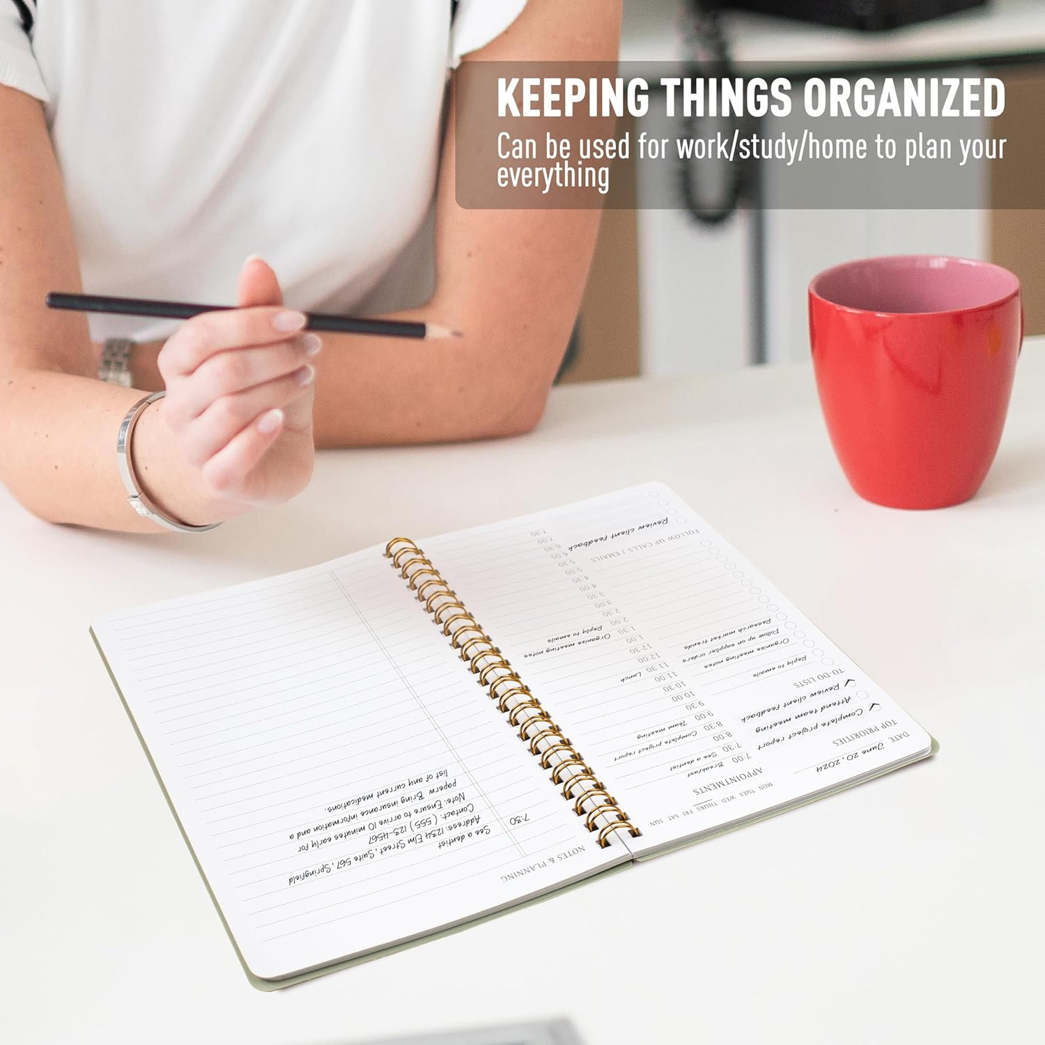 Daily Planner Undated – Simplified to Do List Notebook with Hourly Schedules, Sp
