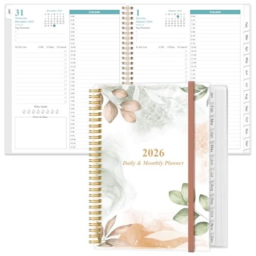 2026 Daily & Monthly Planner – One Page Per Day, 12 Monthly Tabs, 8.5″x11