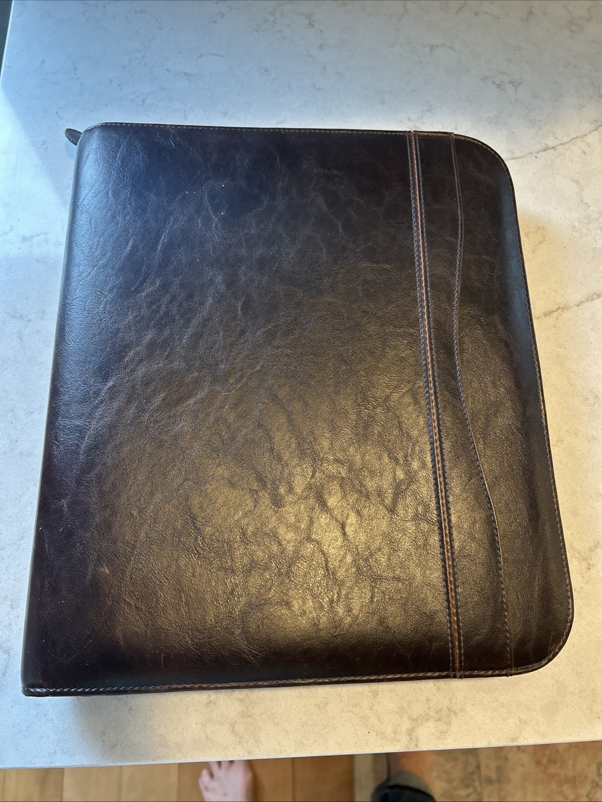 Day-Timer Leather Zippered Planner Cover, Brown, Folio 8 1/2 x 11