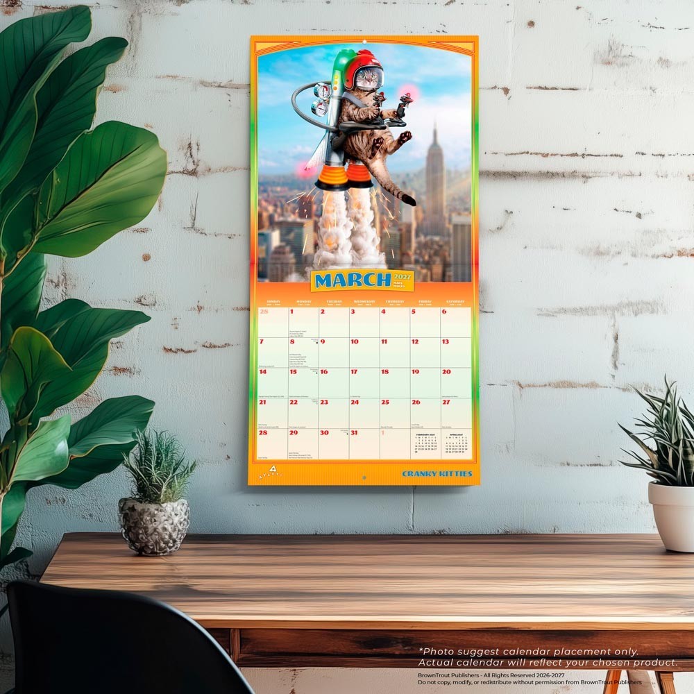 Avanti Cranky Kitties OFFICIAL | 2027 12×24″ (Hanging) Square Wall Calendar