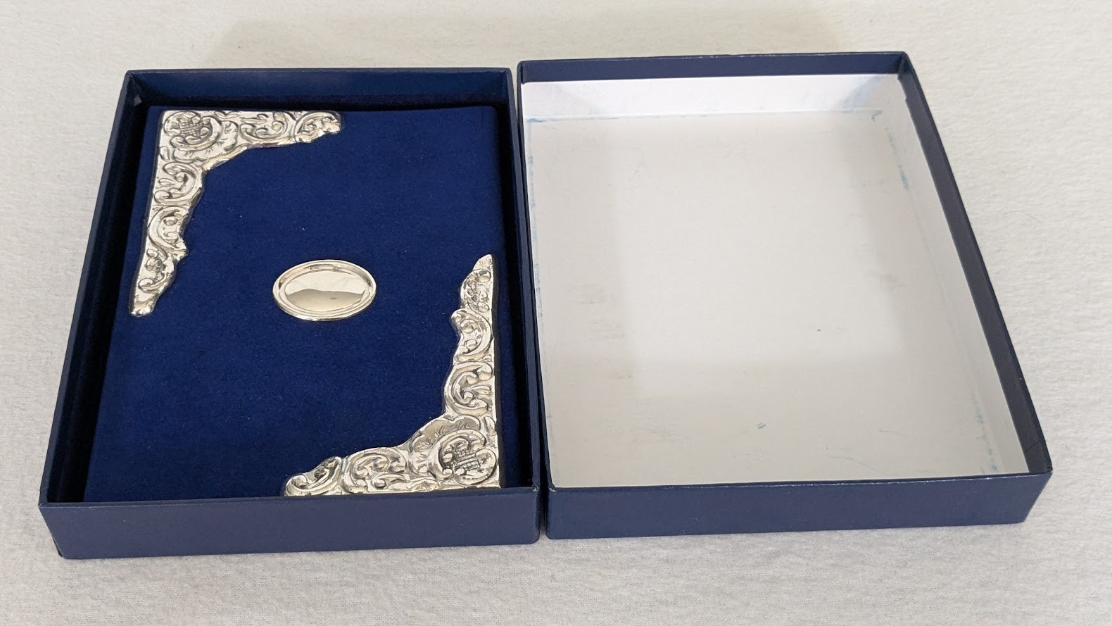 Vintage Sterling silver Adorned Address Book Blue velvet 5″ x 7″ New in Box