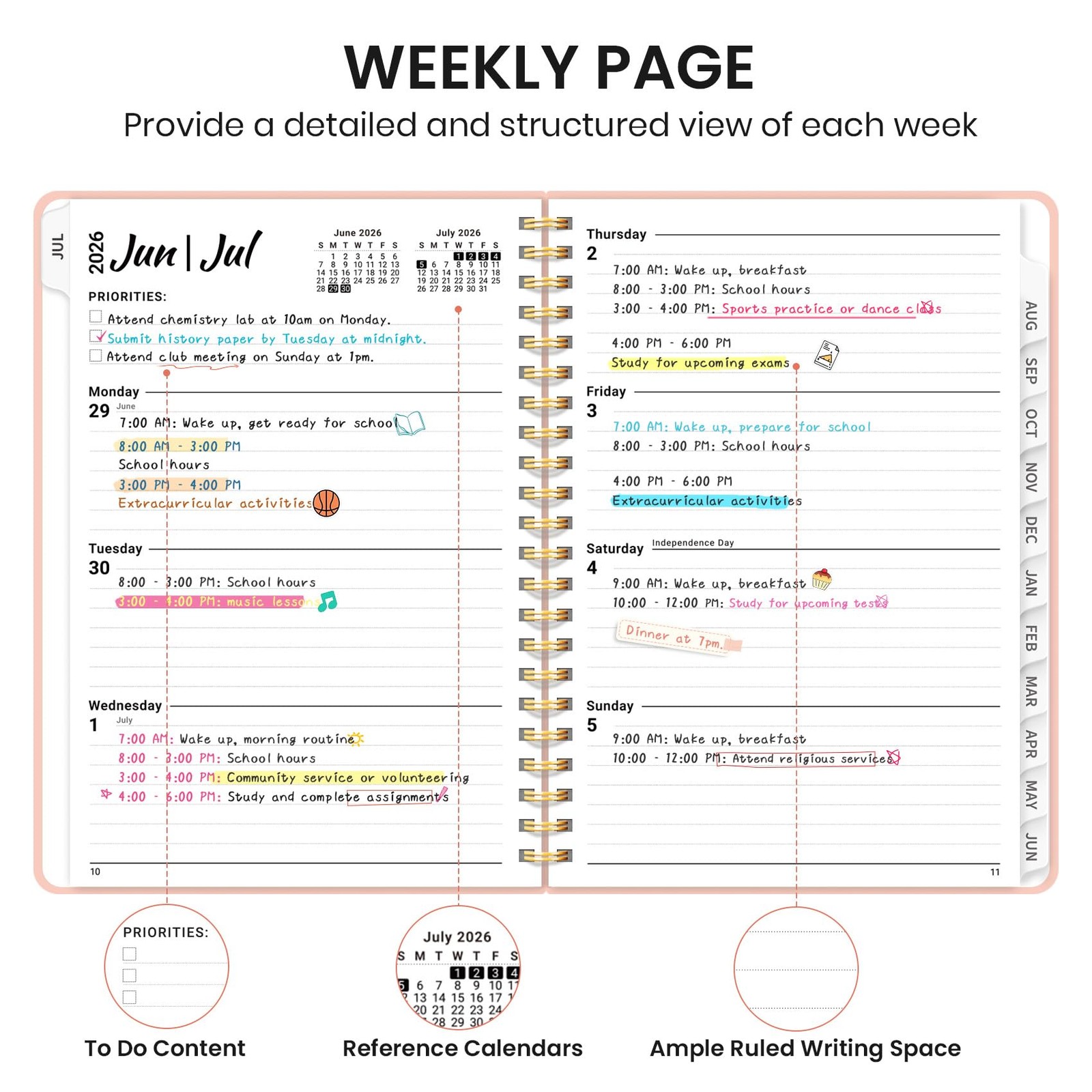 Planner 2026-2027 for Women & Men, Academic Monthly and (6.3″x8.5″)a5, A-Pink
