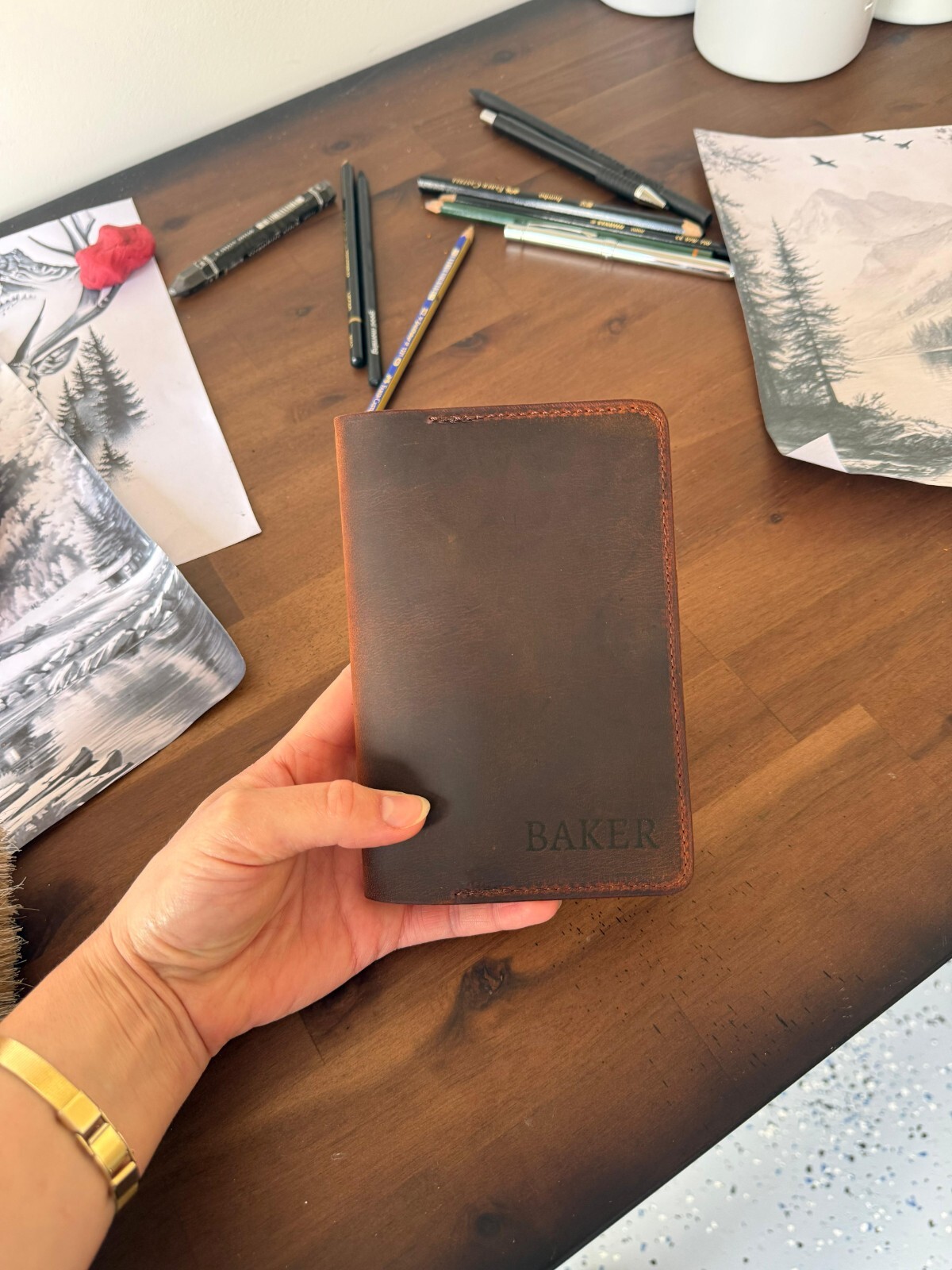 Handmade Refillable Notebook Case – Personalized Field Notes Leather Cover