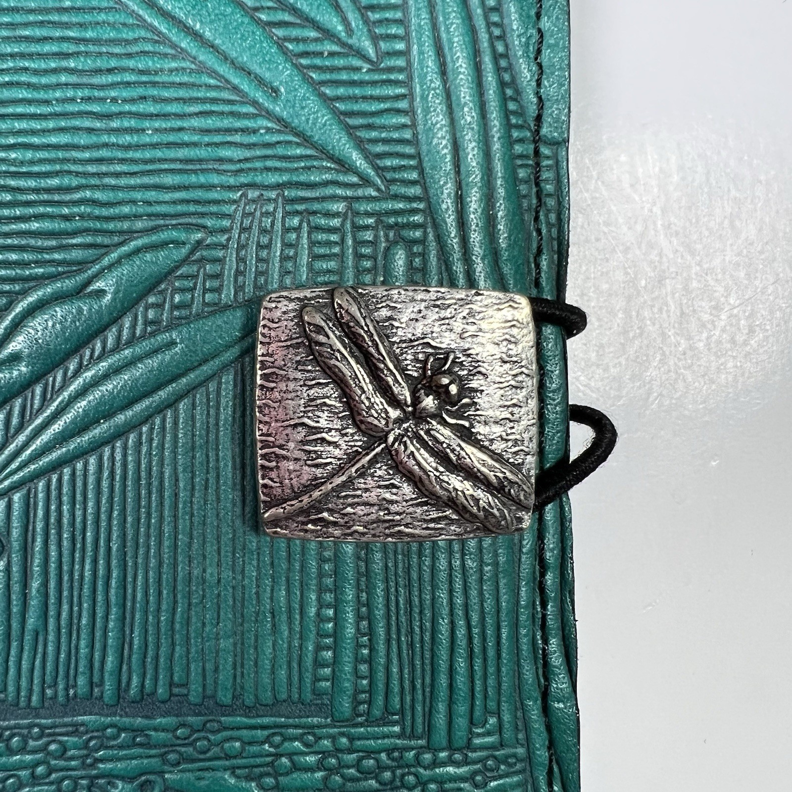 Oberon Design Leather Refillable Journal Notebook Dragonfly Pond Green 5X7