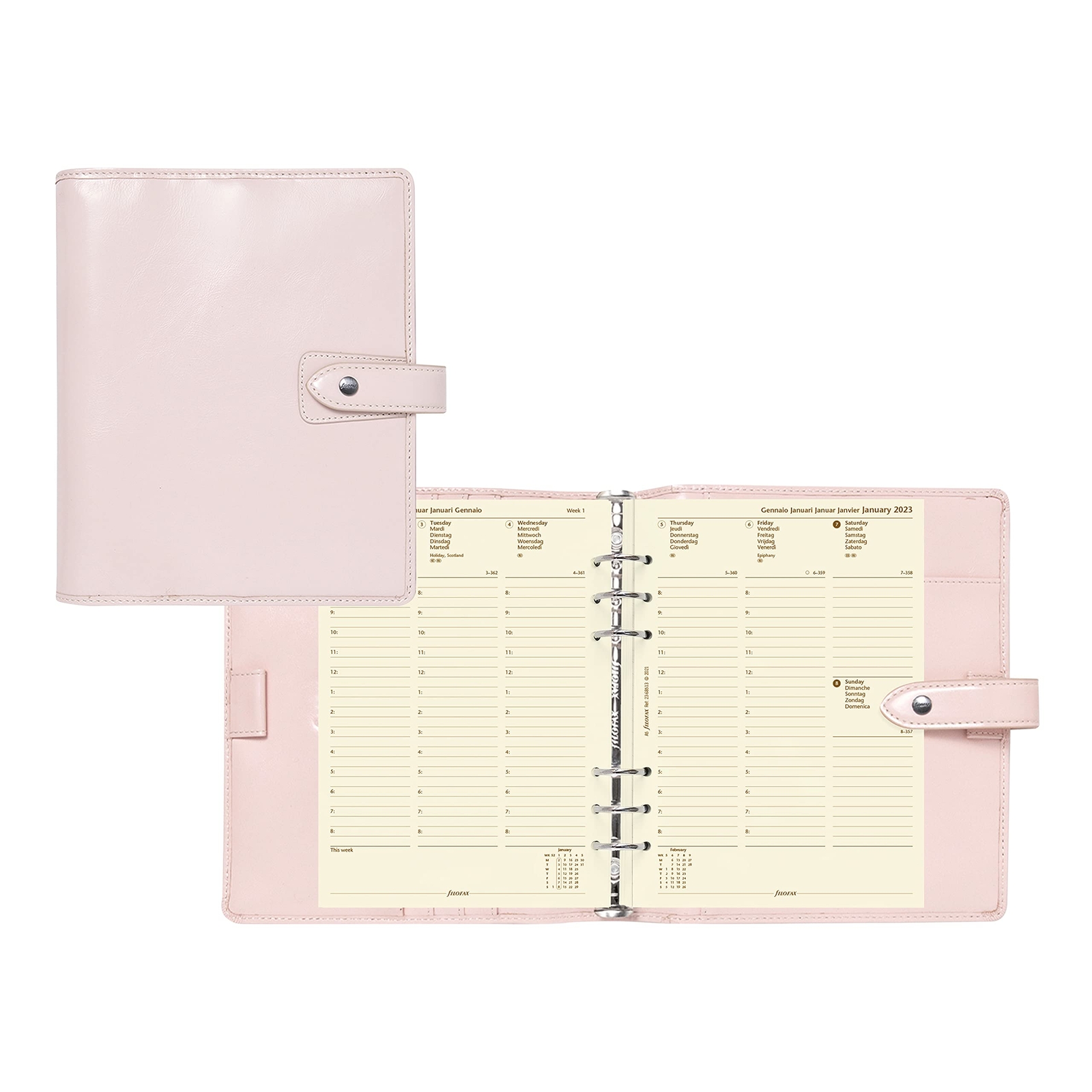Filofax Malden A5 Organizer Pink Full Grain Buffalo Leather Weekly Planner 2024