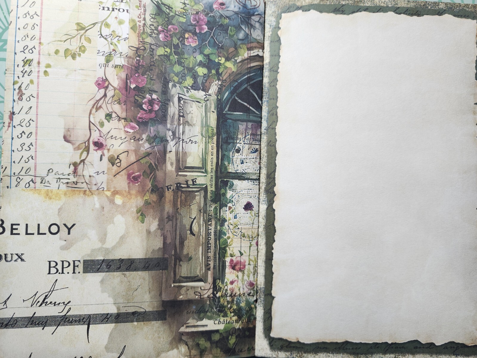 Junk Journal BOOKLET “FLORAL WINDOWS 2” HANDMADE Flowers, European Architecture