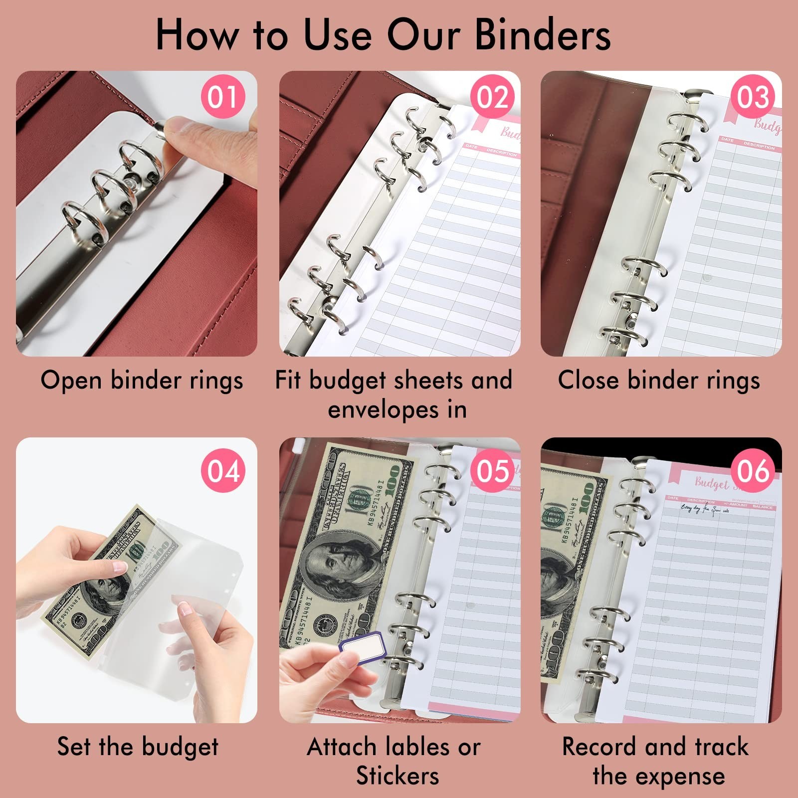 Crocodile Pattern Budget Binder with Zipper Envelopes, A6 Cash Organizer & Plann