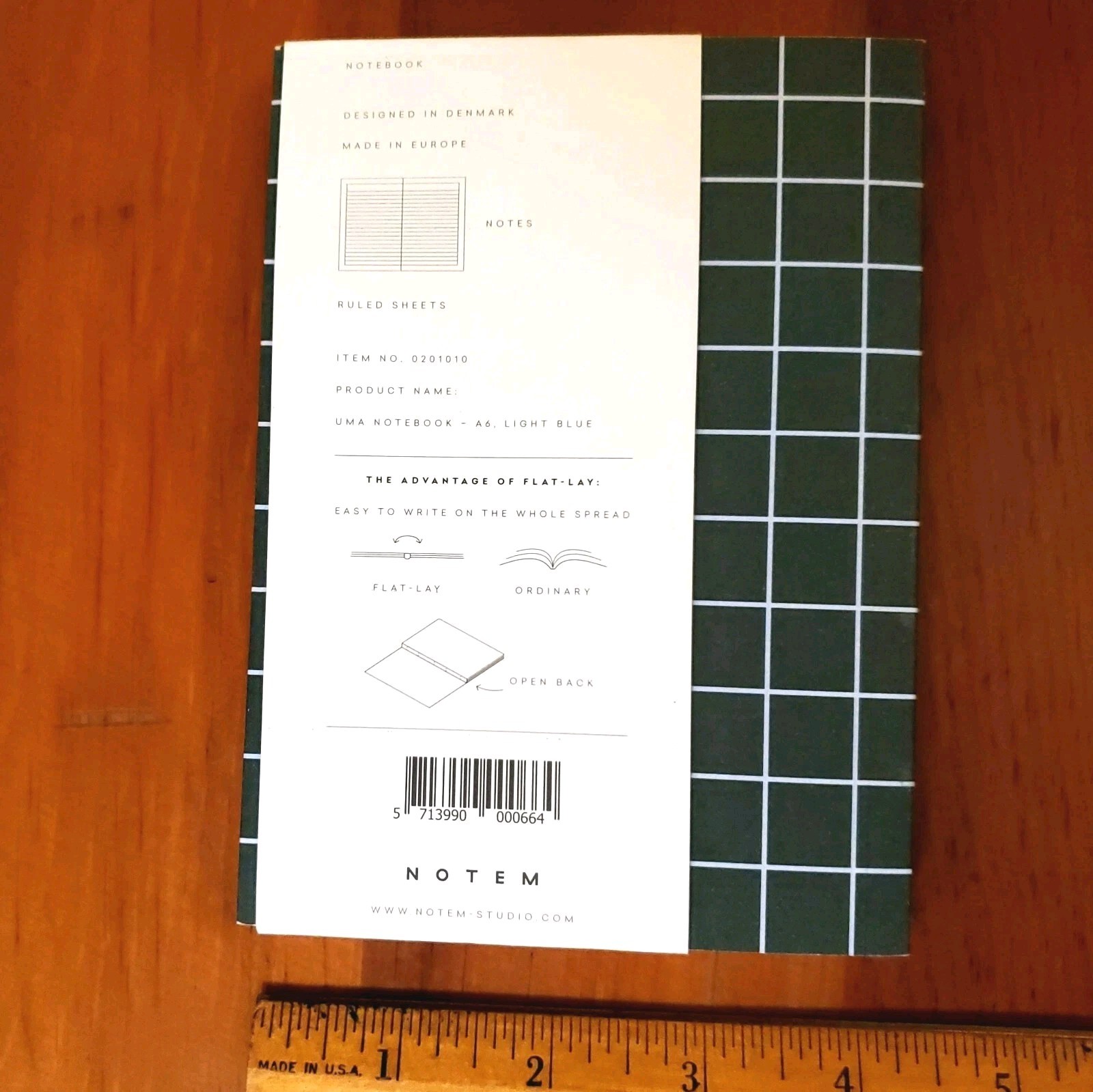 Notem Uma Lay Flat Green Plain Ruled A6 Flexi Notebook 160pg Journal Waterproof