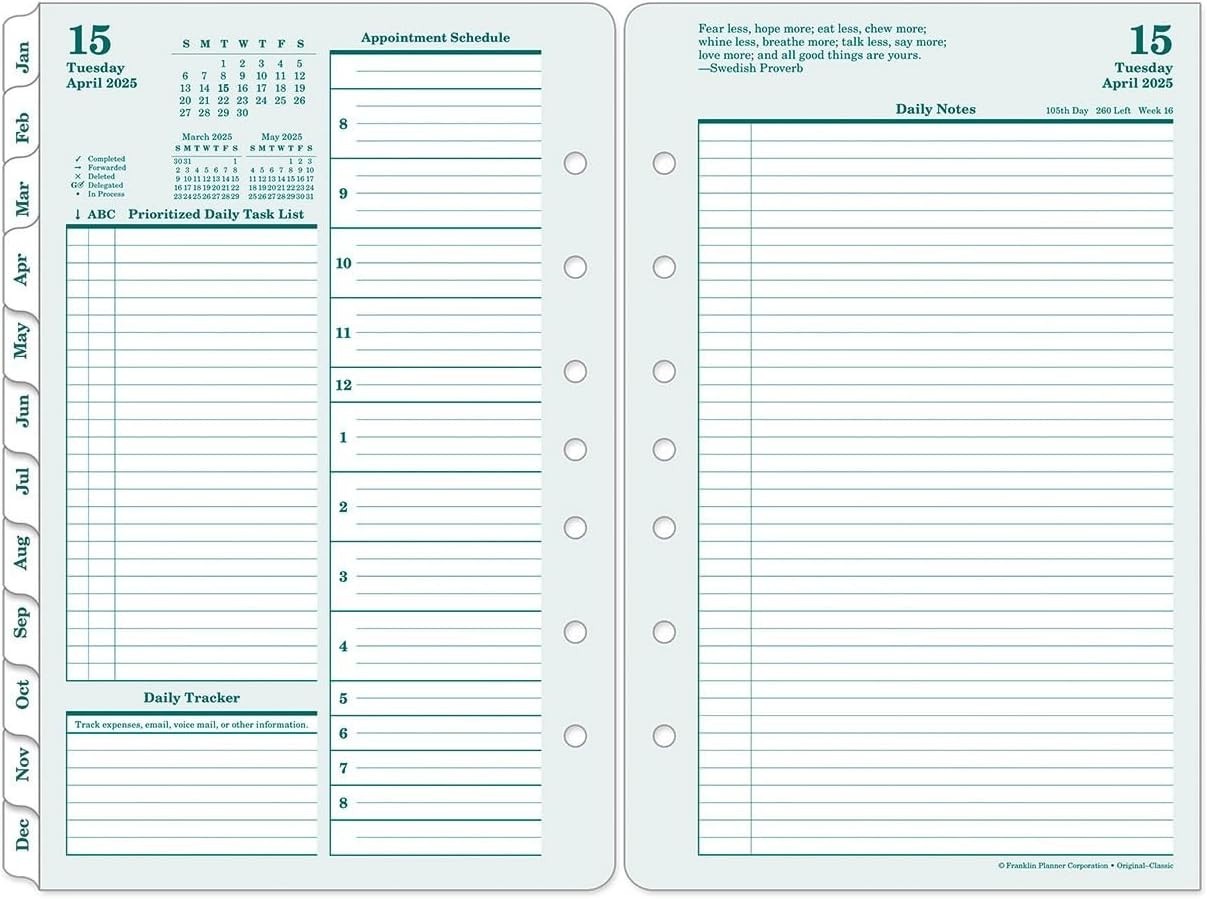 2026 Daily Planner 5.5×8.5″ Classic Size, 2 Pages/Day, USA Crafted