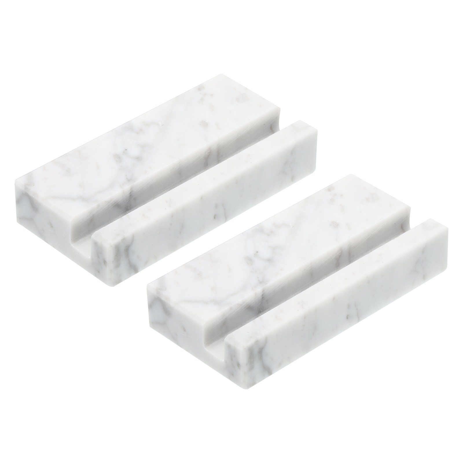 2 x Business Card Holder for Desk Marble Business Card Holder White