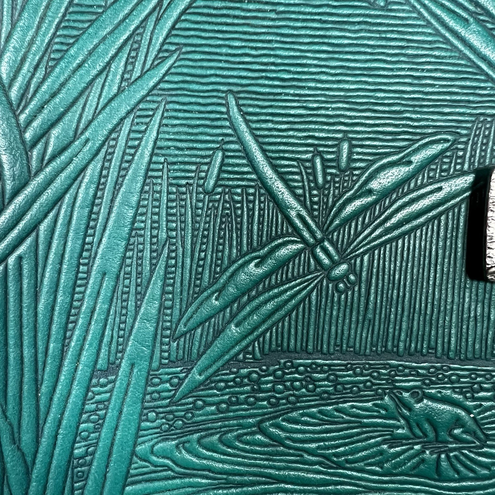 Oberon Design Leather Refillable Journal Notebook Dragonfly Pond Green 5X7