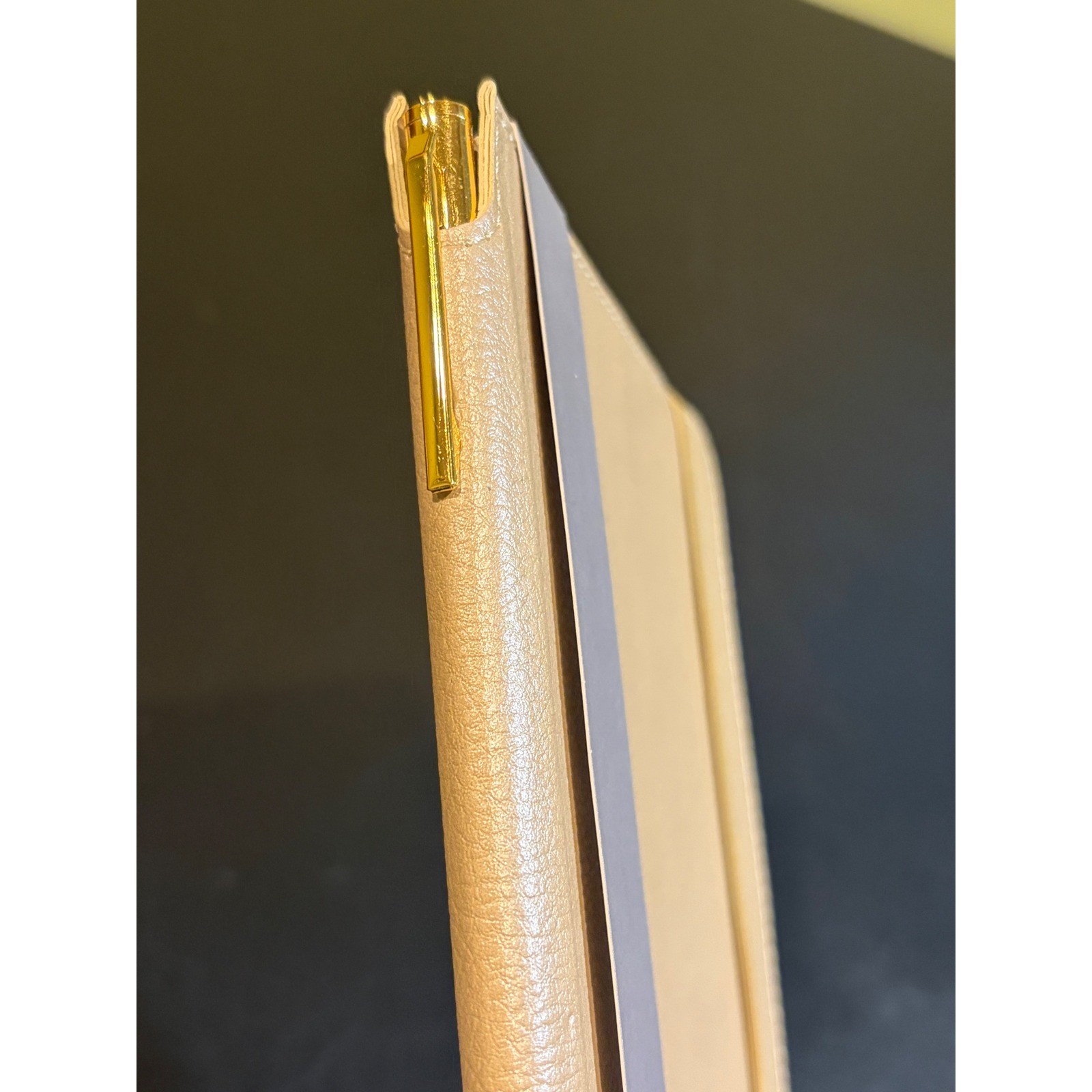 Hallmark Gold Faux Leather Notebook with Pen Metallic Journal Elastic Closure