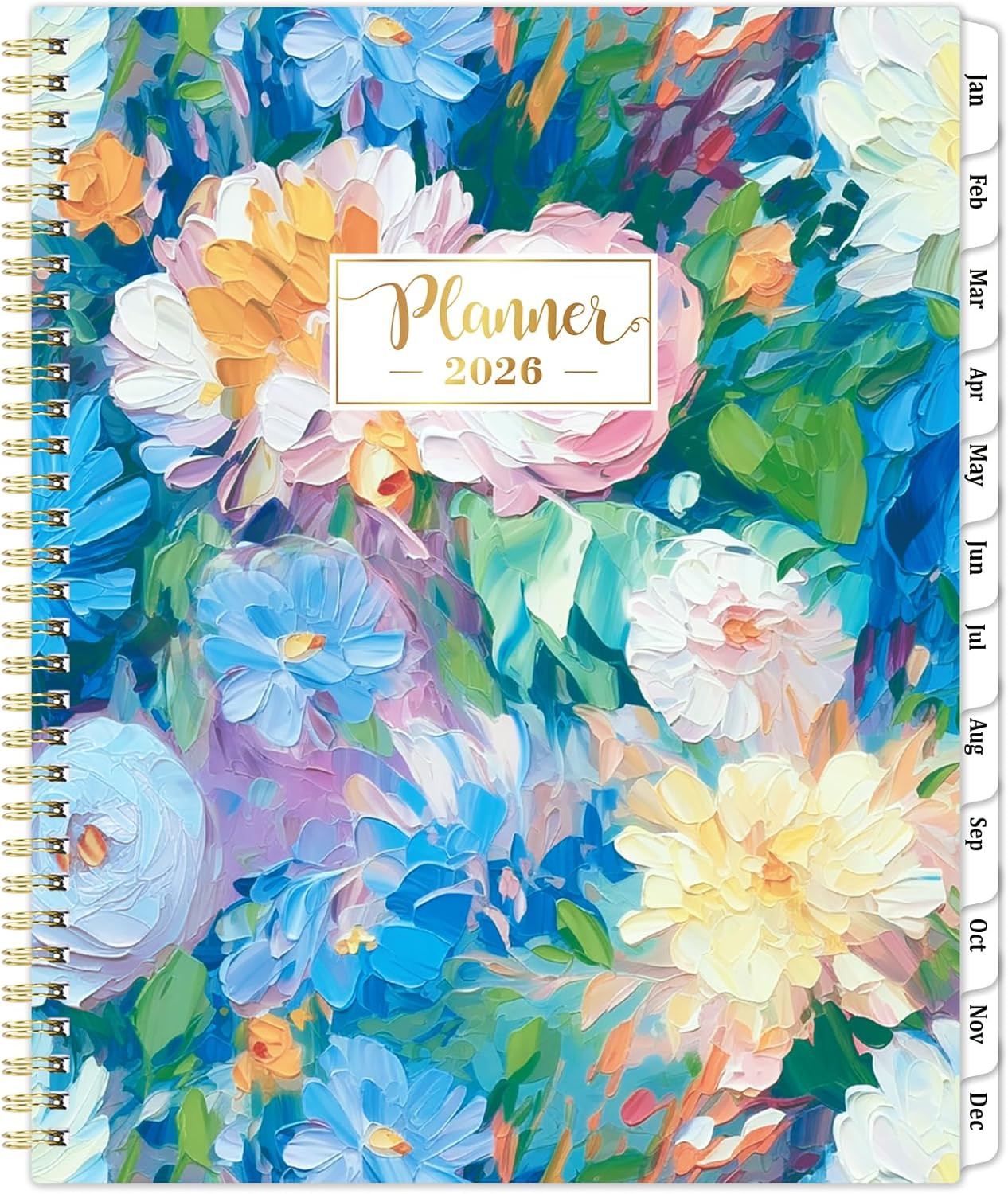 2026 Planner Daily Weekly Monthly 8.5×11 Colorful Tabs Floral Organizer