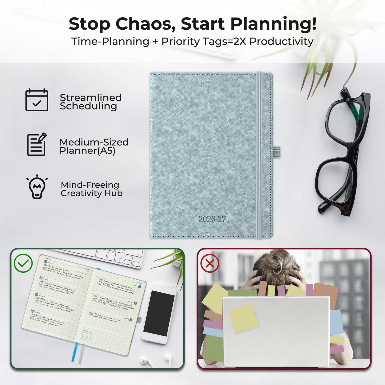 Weekly Monthly 2026-2027 Planner (July 26-Dec 27),8.5″x6.5″,18 Months Agenda …