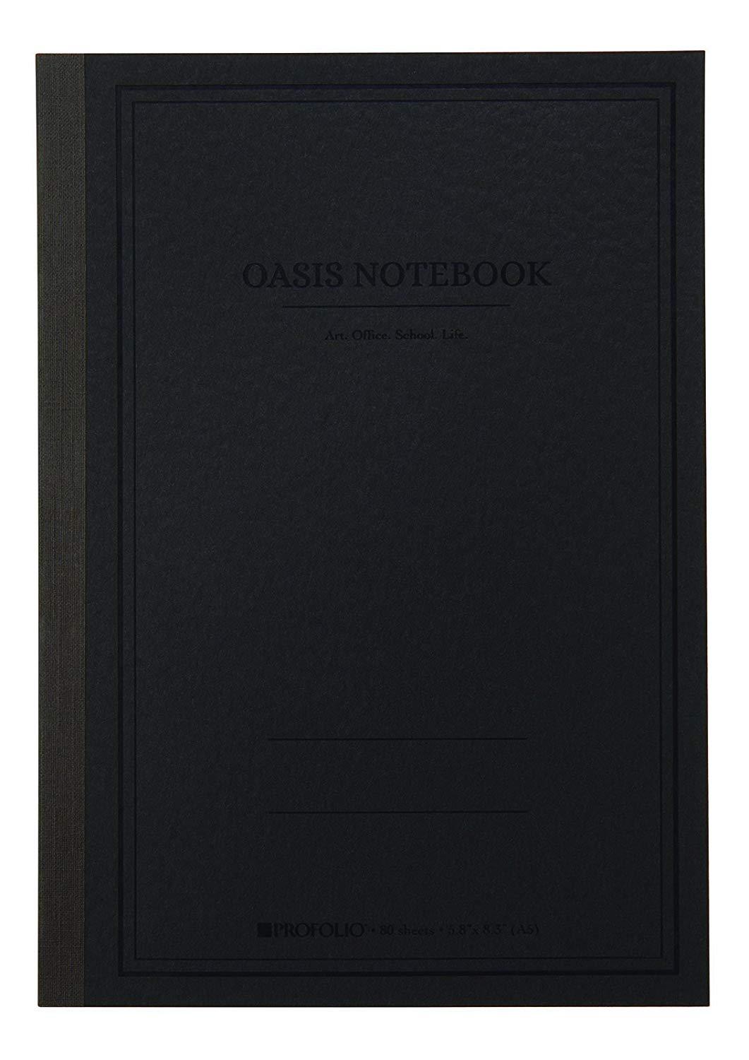 Itoya Profolio Oasis Notebook A5 – Medium 5.8 x 8.3 inches, Charcoal OA-MD-CH