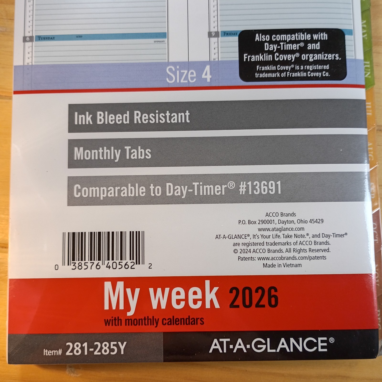 AT-A-GLANCE My Week 2026 Size 4 With Monthly Calendars Item #281-285Y New