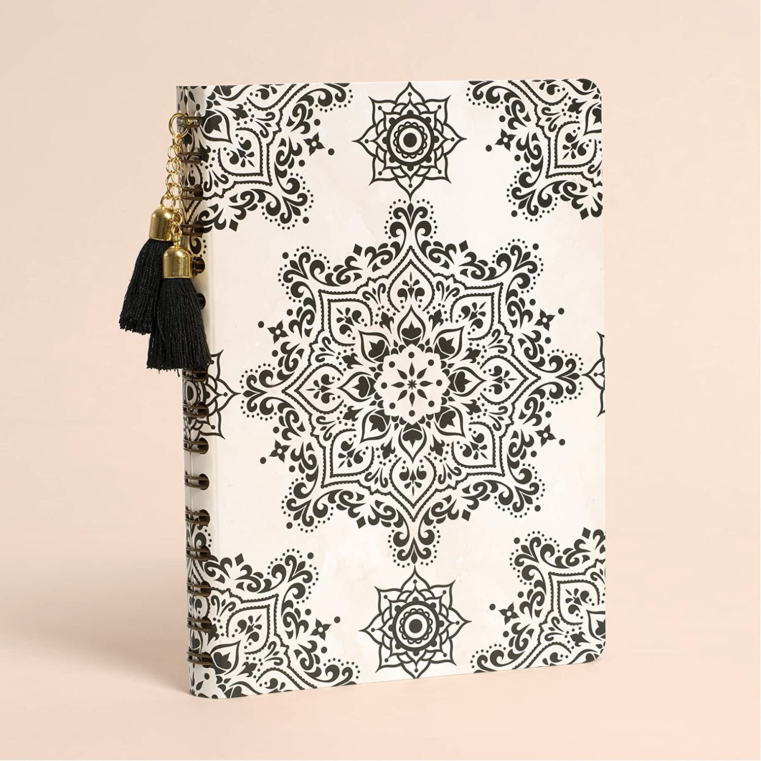 Punch Lady Jayne E2 Black Mandalas Tassled Journal 96 Lined Sheets 6″x8.5″ 15276