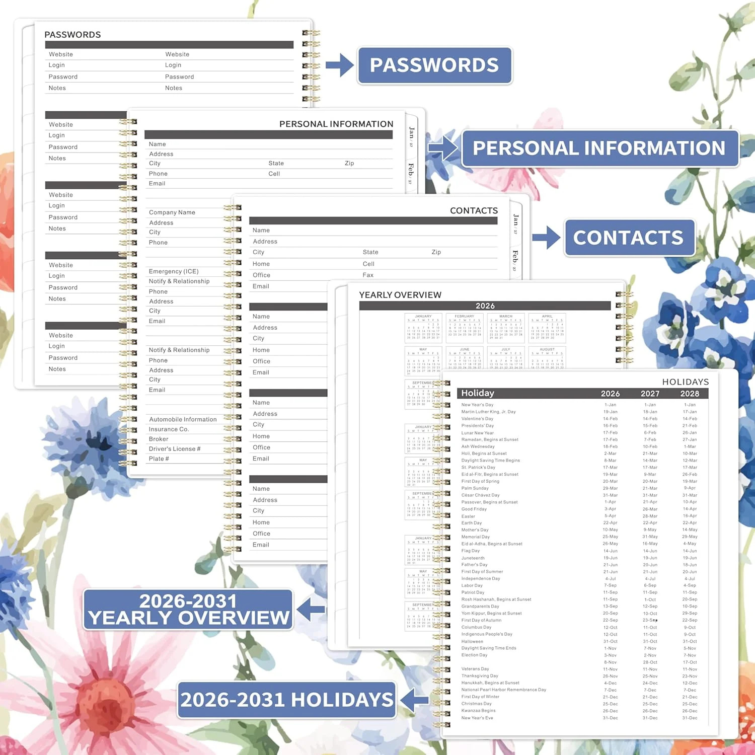 Monthly Planner 2026-2031 – 5 Year Planner/Calendar, 2026-2031 Monthly Calendar