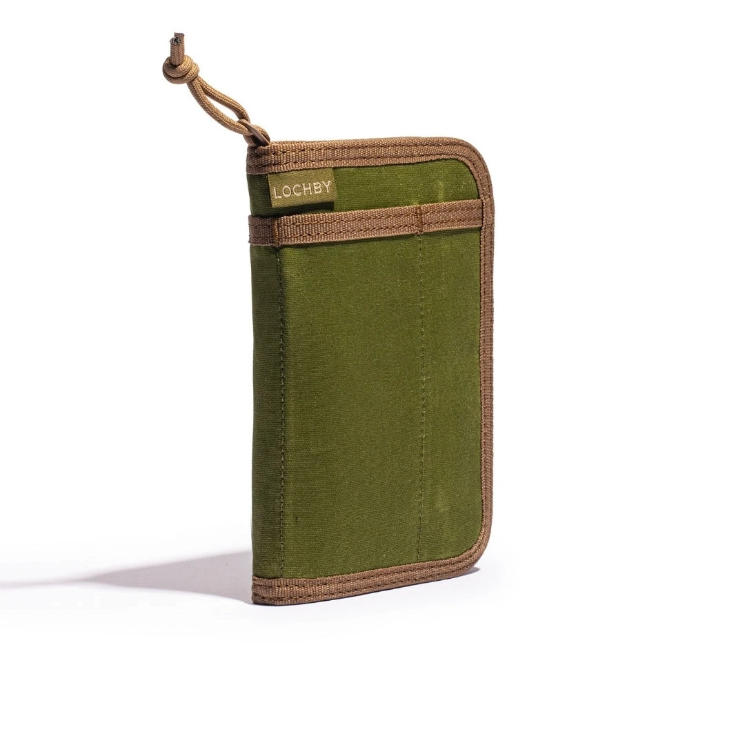 LOCHBY Pocket Journal Olive Green |Notebook Cover | Water Resistant Waxed Canvas