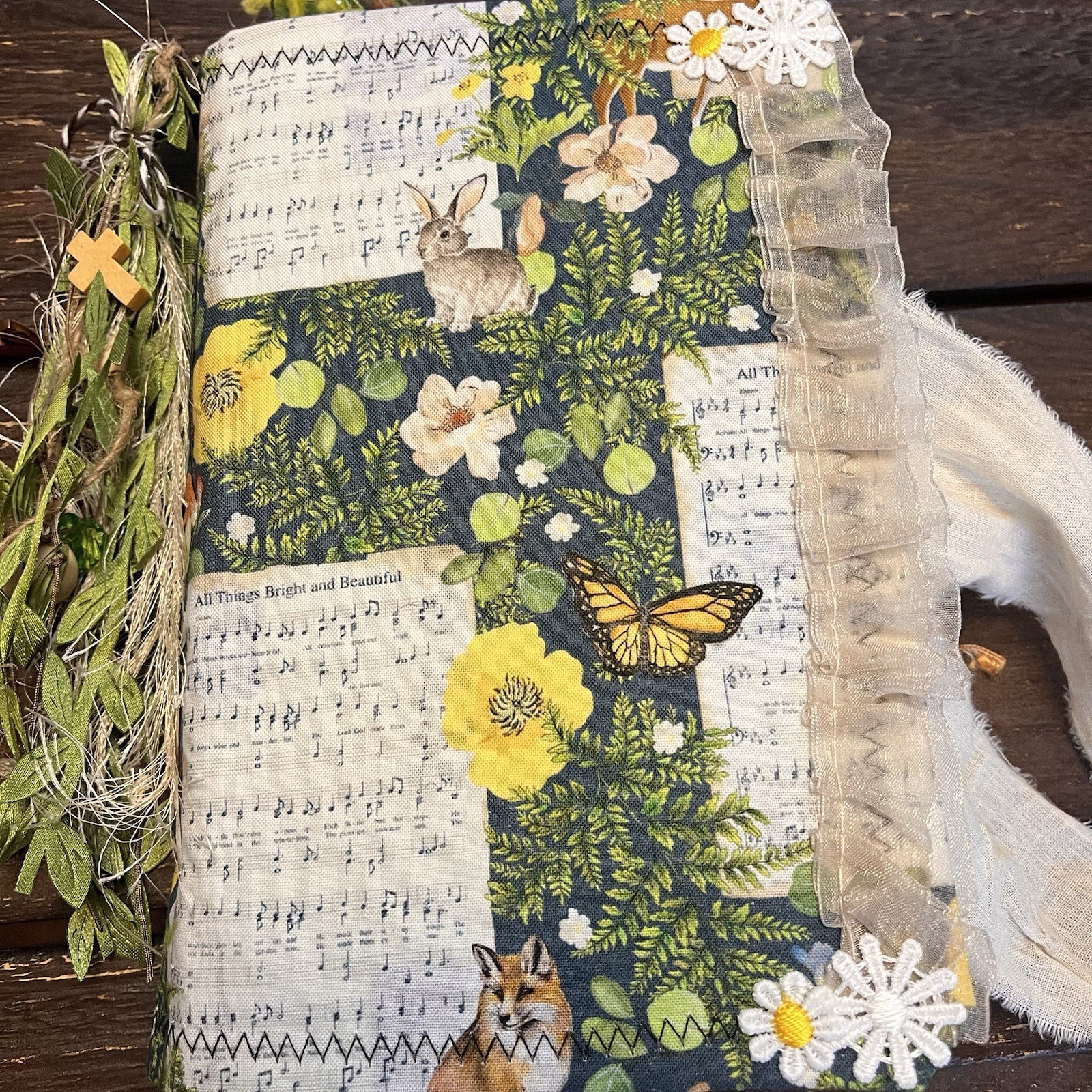 Junk Journal Nature Music Hymns Christian Faith Based Softcover Decorated 3 Sig
