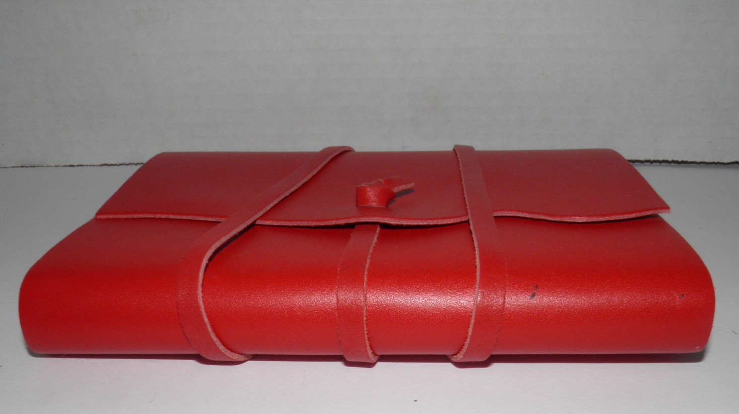 New, ECCOLO, red, soft leather cover, journal, notebook, stationery item. ITALY.