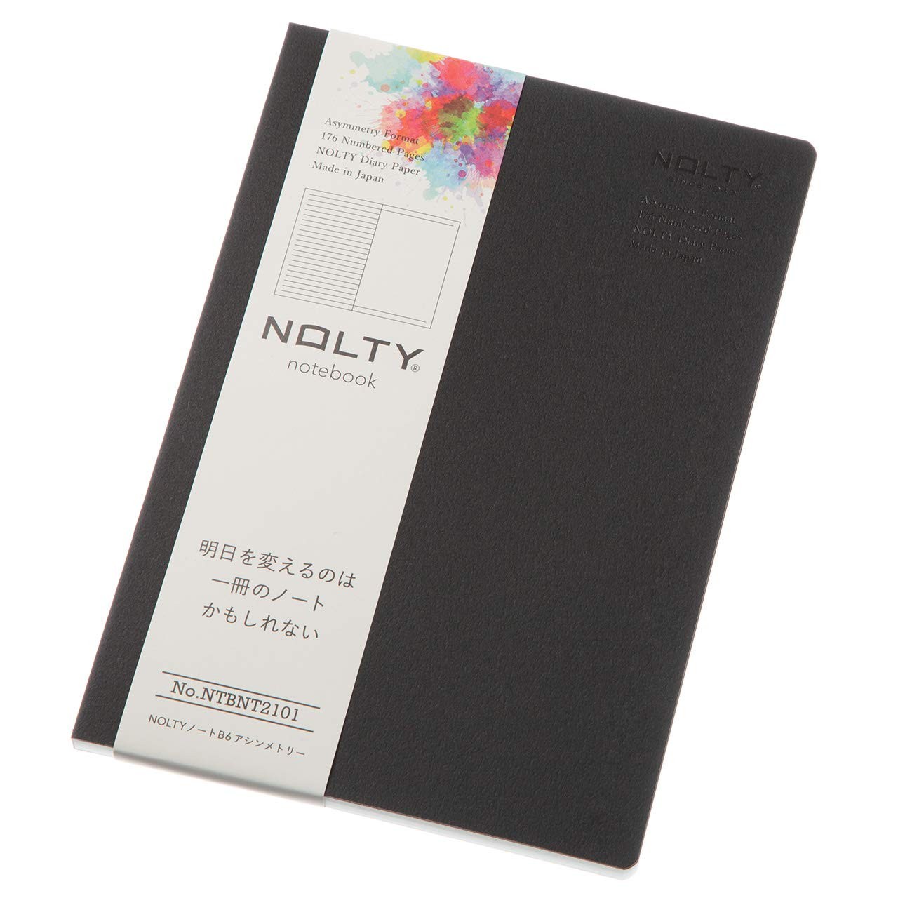 NOLTY Notebook B6 Asymmetric 6.0mm Ruled Dot Grid Black NTBNT2101